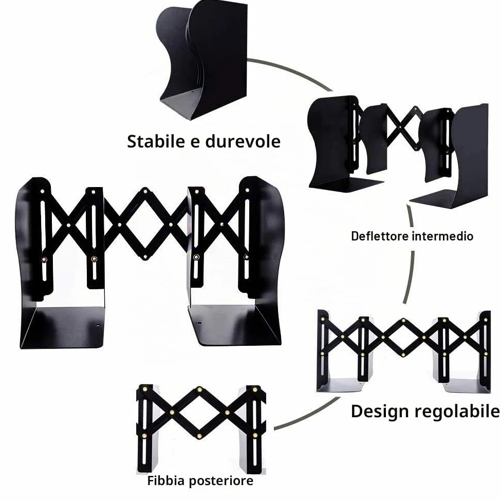 Qualsen 2 Pezzi Fermalibri in Metallo Antiscivolo Regolabile, Per Casa Ufficio Scuola Reggilibri (Nero, Può Essere Esteso Fino a 50 cm) | 2 Pezzi Espandibile 50CM Ferma libri per Libreria, Uffici, Scuole, Soggiorni, Librerie e Biblioteche, Resistente