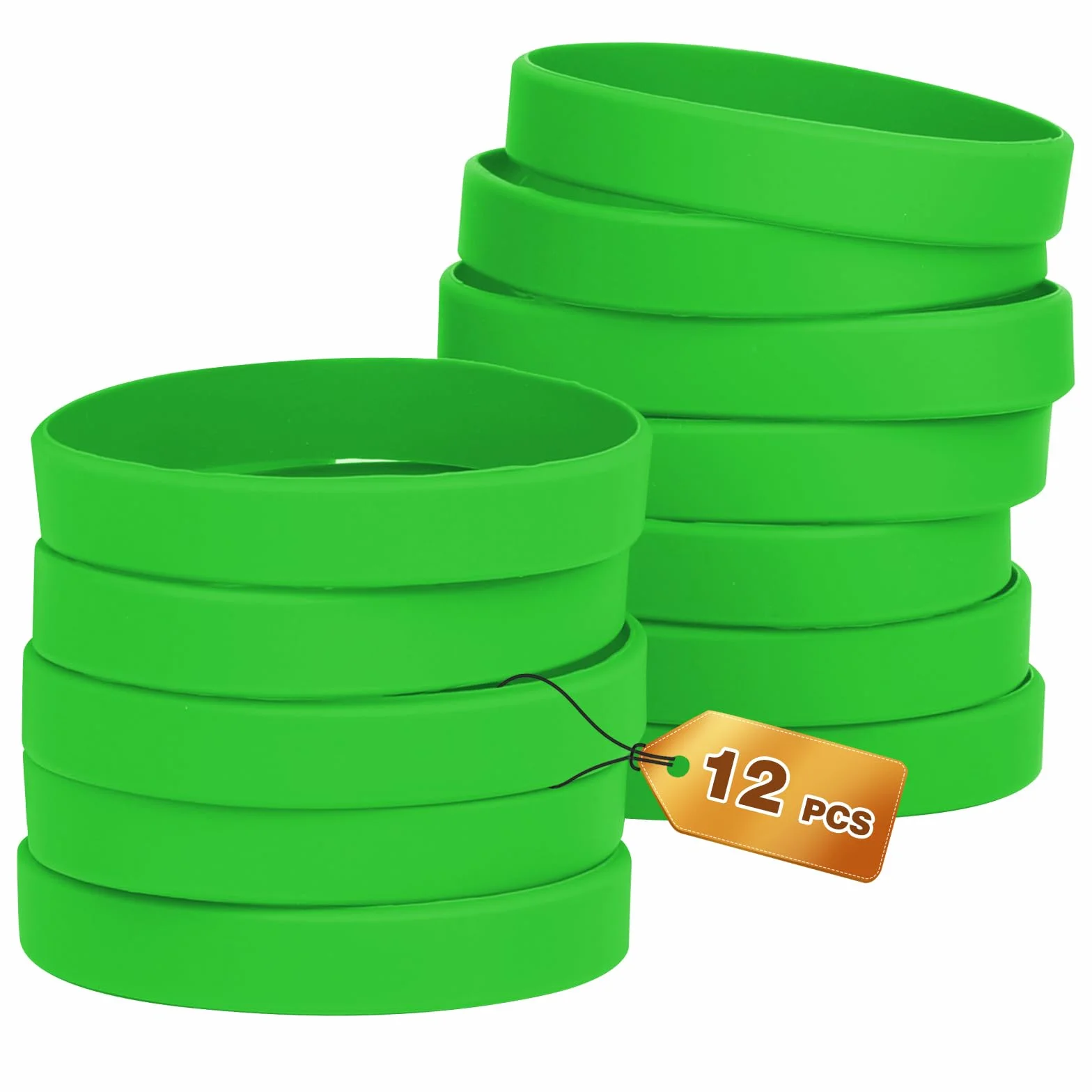 Braccialetti In Gomma Silicone Vuoto Elastici per Uomo Donna Festa Verde 12 Pezzi