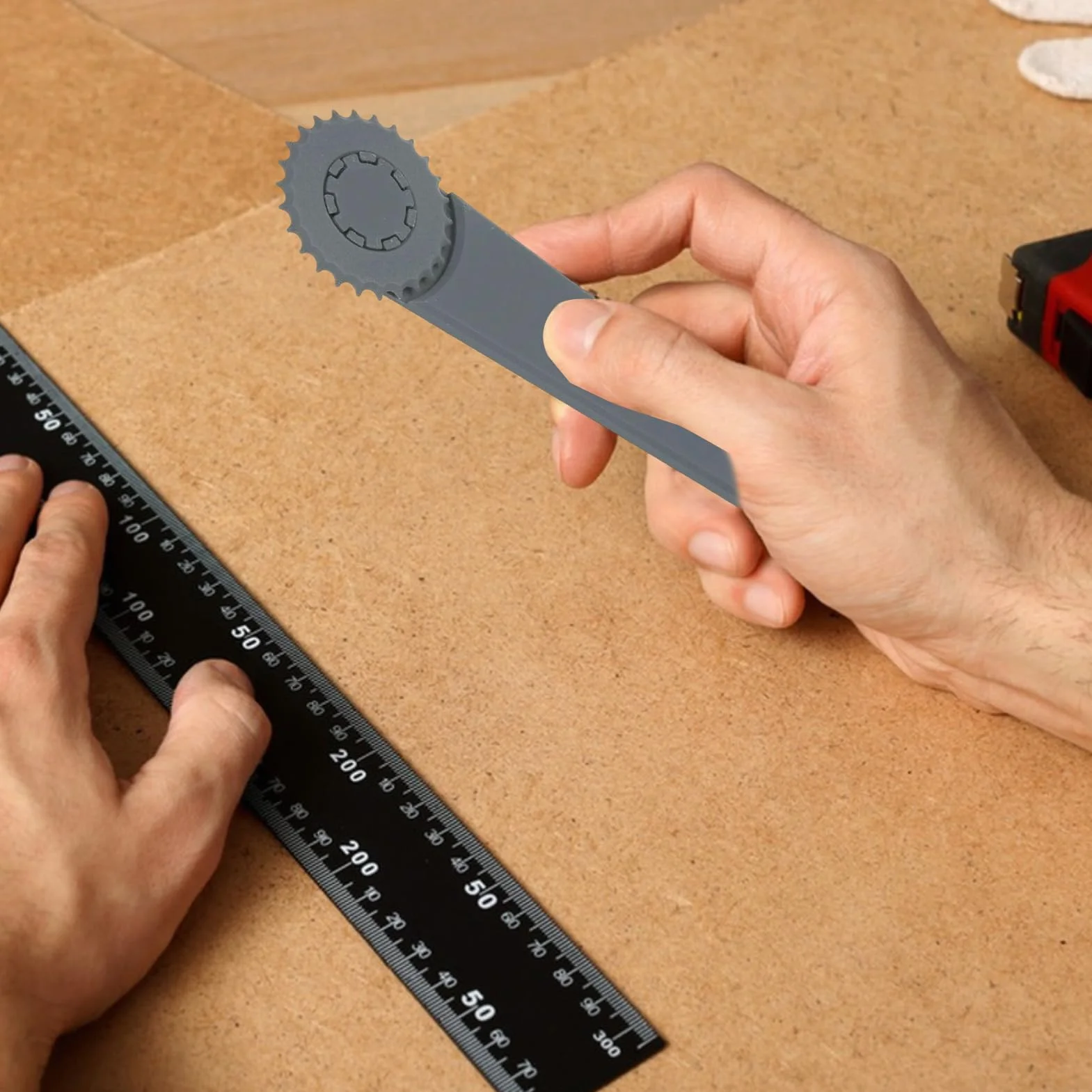 Strumento di ridimensionamento scatole, segnapunti portatile con rotella misurazione per taglio cartone, riduzione scatola per spedizione stoccaggio imballaggio trasloco casa