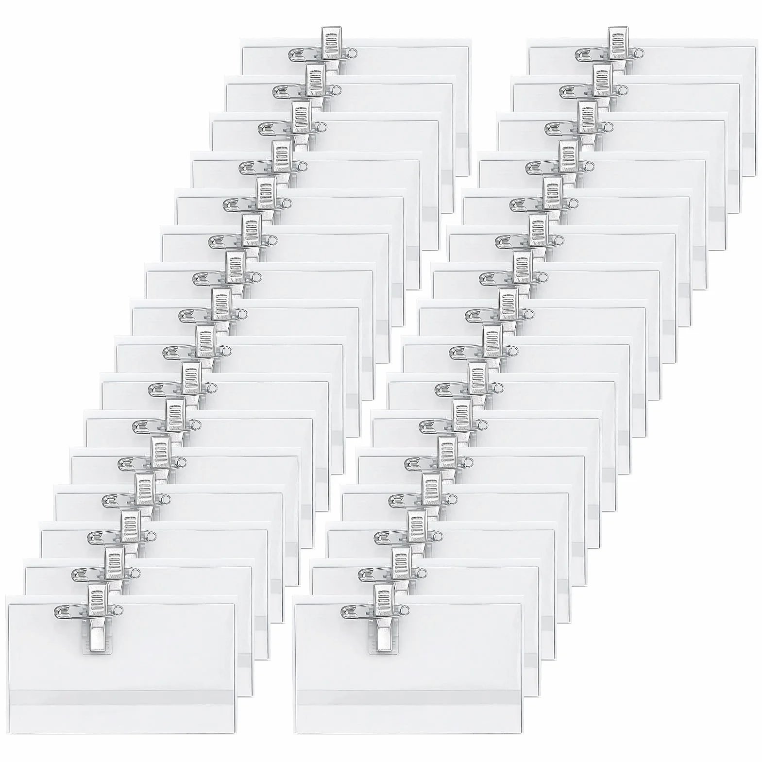 Targhette per nome trasparenti 90 x 56 mm con clip per vestiti