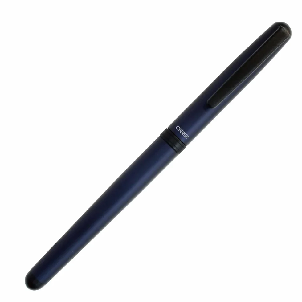 OHTO CR02-05-MBL - Penna roller in ceramica, punta fine da 0,5 mm, fusto in alluminio di medio spessore con componenti in ottone, blu opaco, inchiostro nero ricaricabile a base d'acqua, CR02-05-MBL