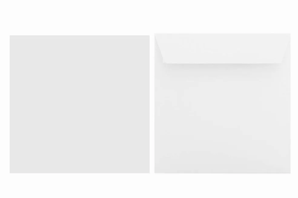 Paper24 - Buste da lettera quadrate, 160 x 160 mm, 16 x 16 cm, con chiusura adesiva, 2 biglietti per buoni regalo, colore: bianco 100 g, 200