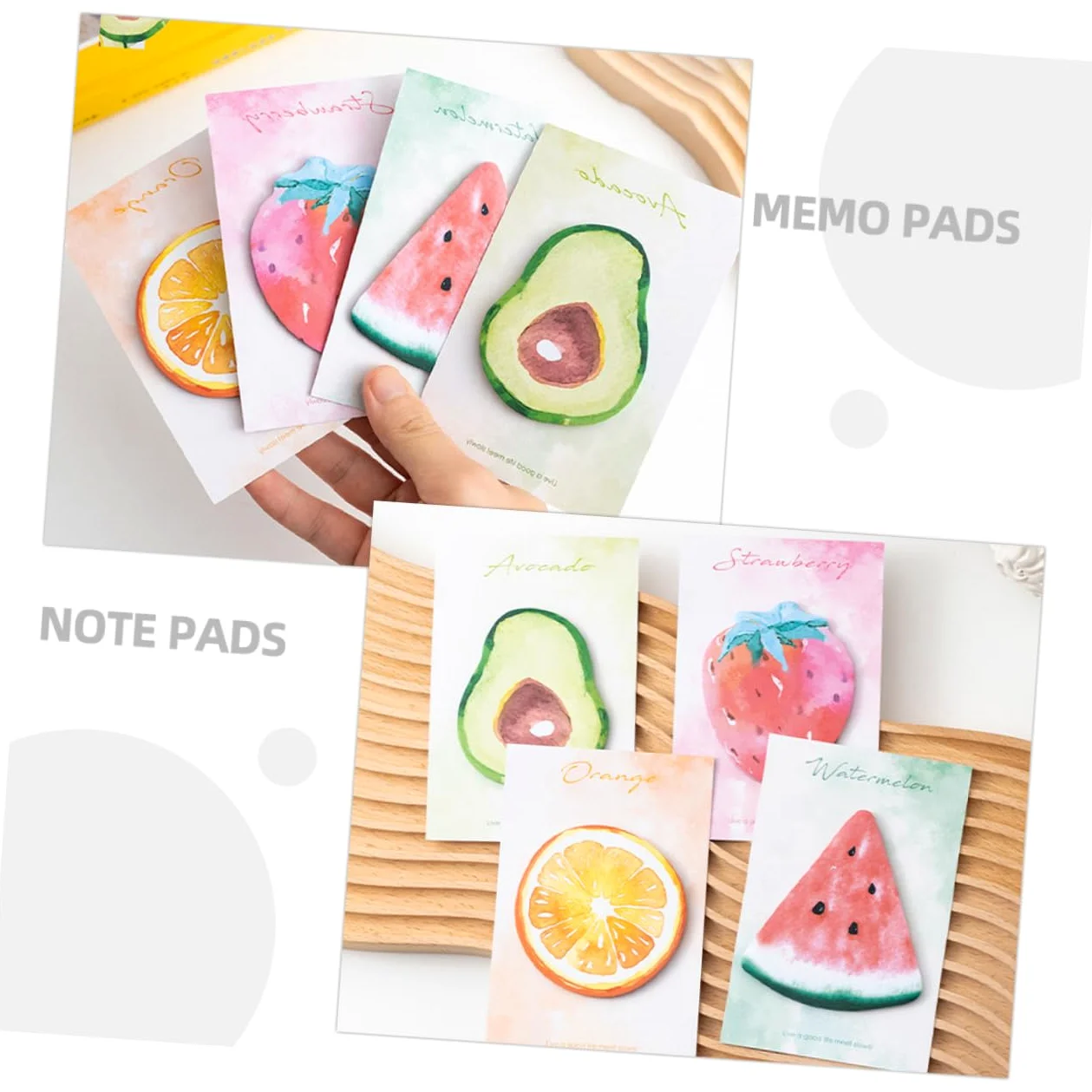 HOMSFOU 5 Pezzi 8 Note adesive a forma di frutta colorato divertente pastiglie adesivi per note multifunzione adesivi promemoria portatili blocchi note autoadesivi Carta