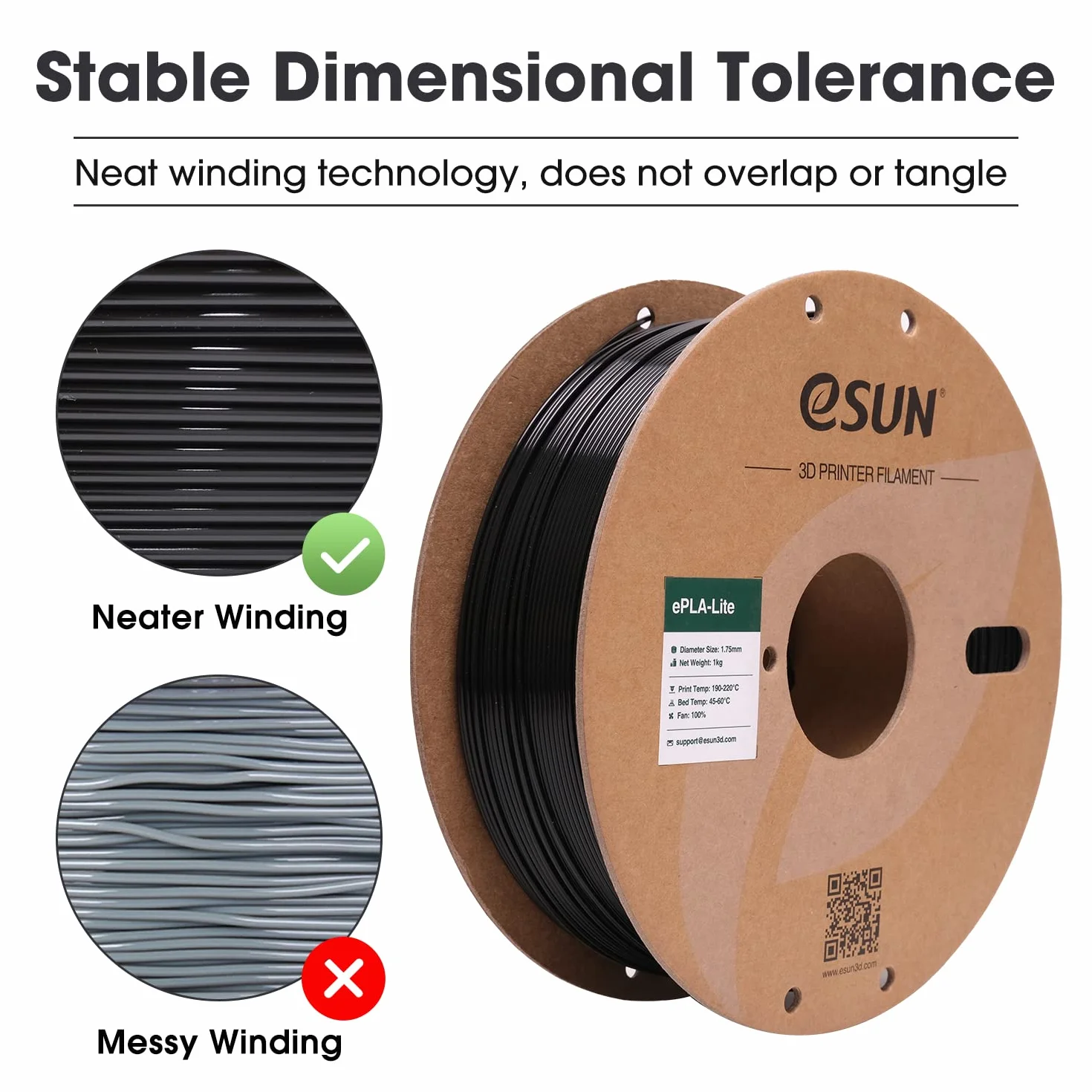 eSUN PLA Filamento 1,75 mm 1 kg Bobina Precisione Dimensionale +/- 0,03 mm per Stampante 3D