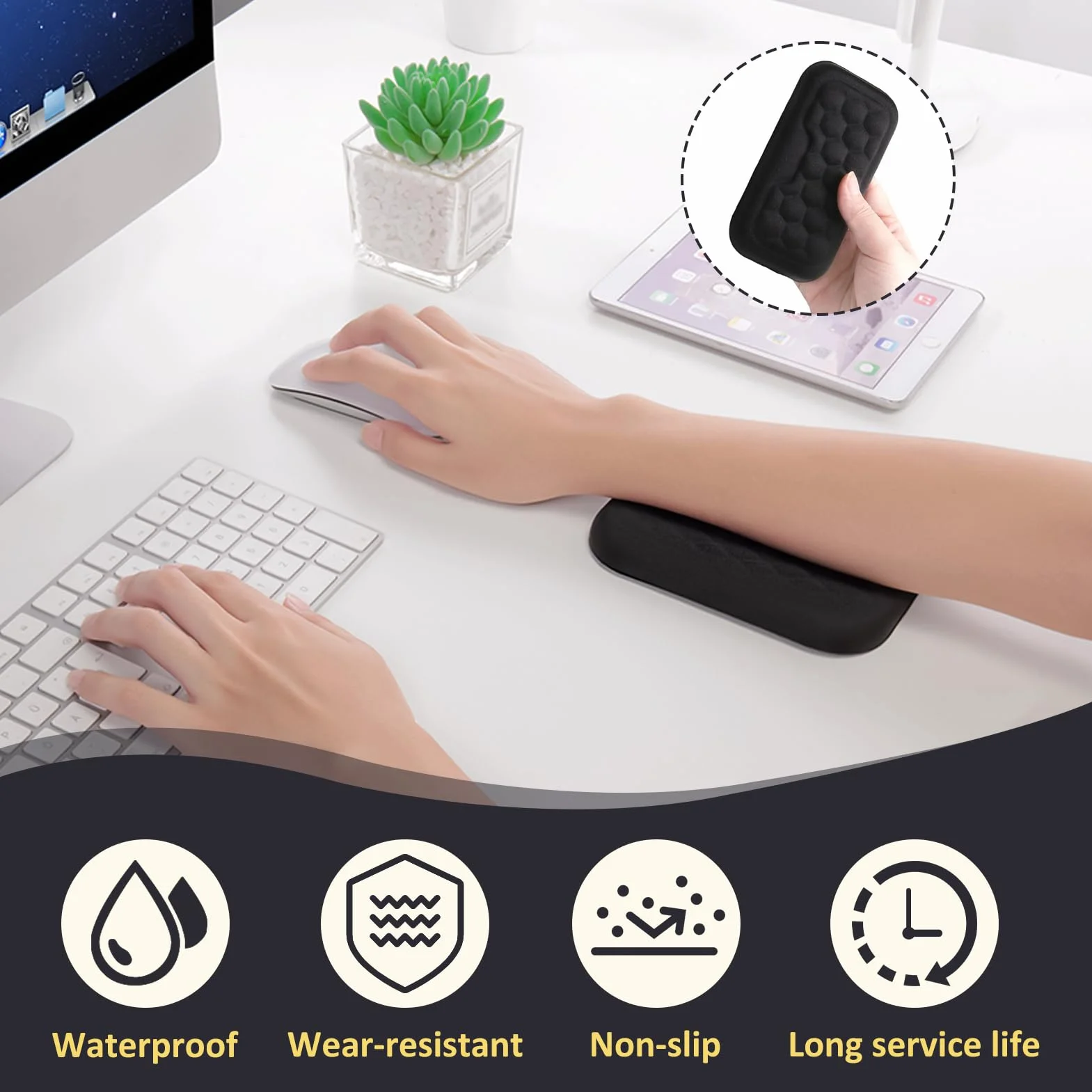 Poggiapolsi Mouse Ergonomico Memory Foam Antiscivolo per Scrivania