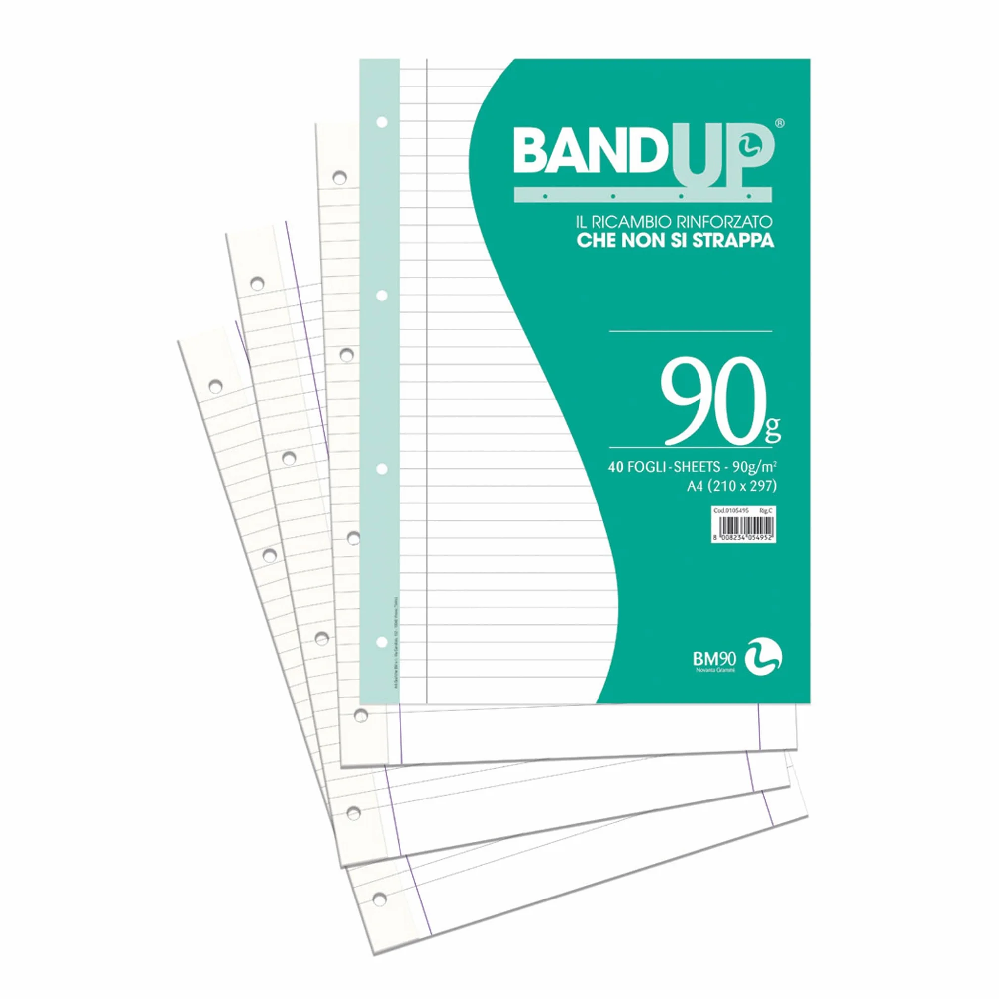 BM BeMore Bandup A4 Banda Rinforzata Rigatura C Righe Con Margini 40 Fogli Carta 90G/Mq