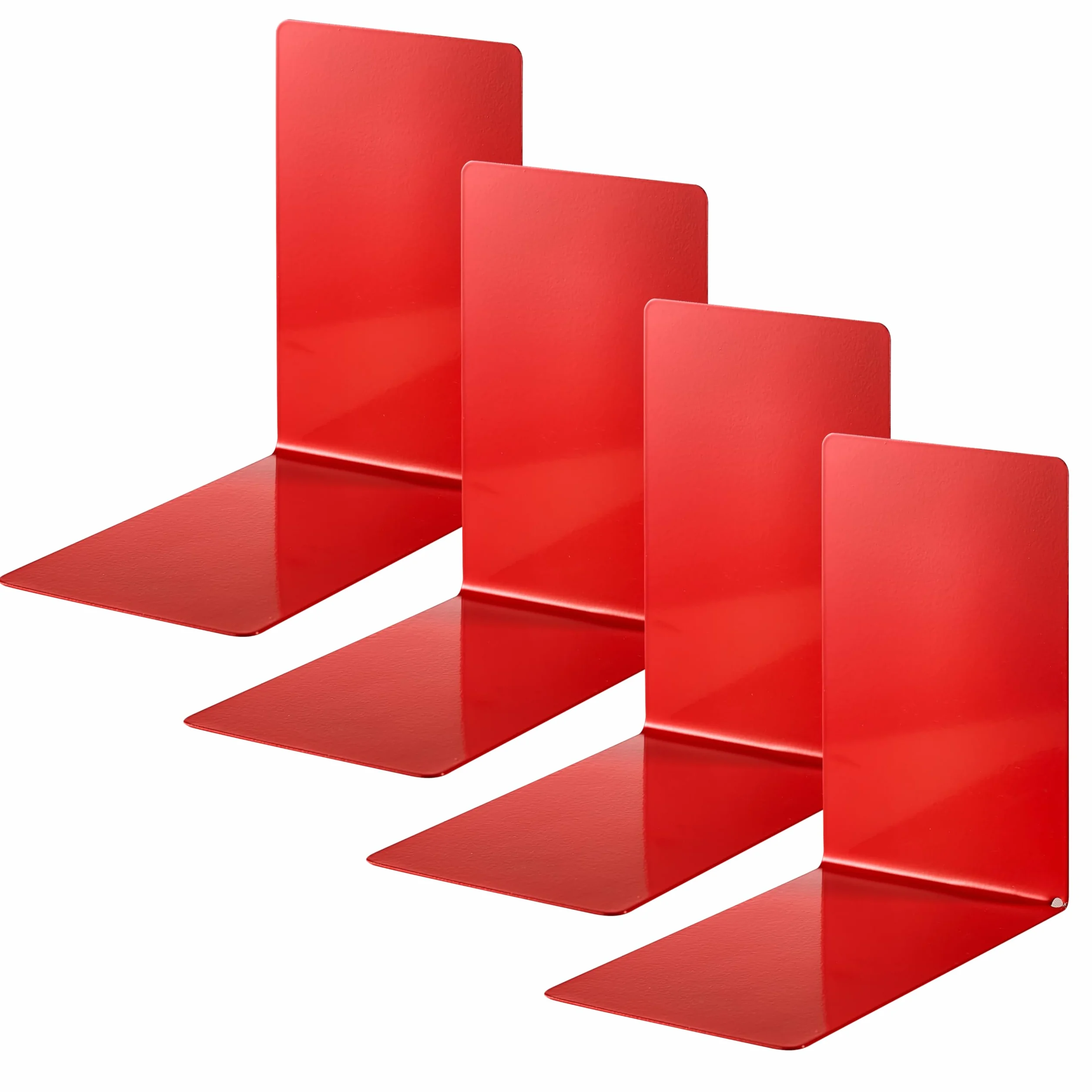Alco-Albert Fermalibri in Metallo 4 Pezzi 14 x 14 x 8,5 Cm Rosso per Scuola Ufficio e Casa