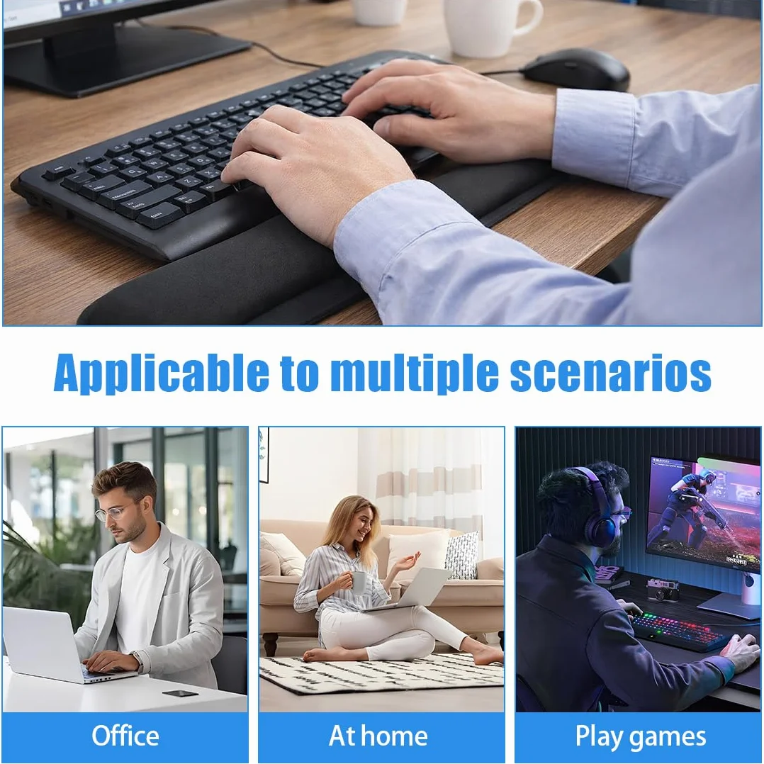 Ergonomic Wrist Rest with Anti-Slip for Keyboard and Numeric Keypad, Comfortable Typing Support