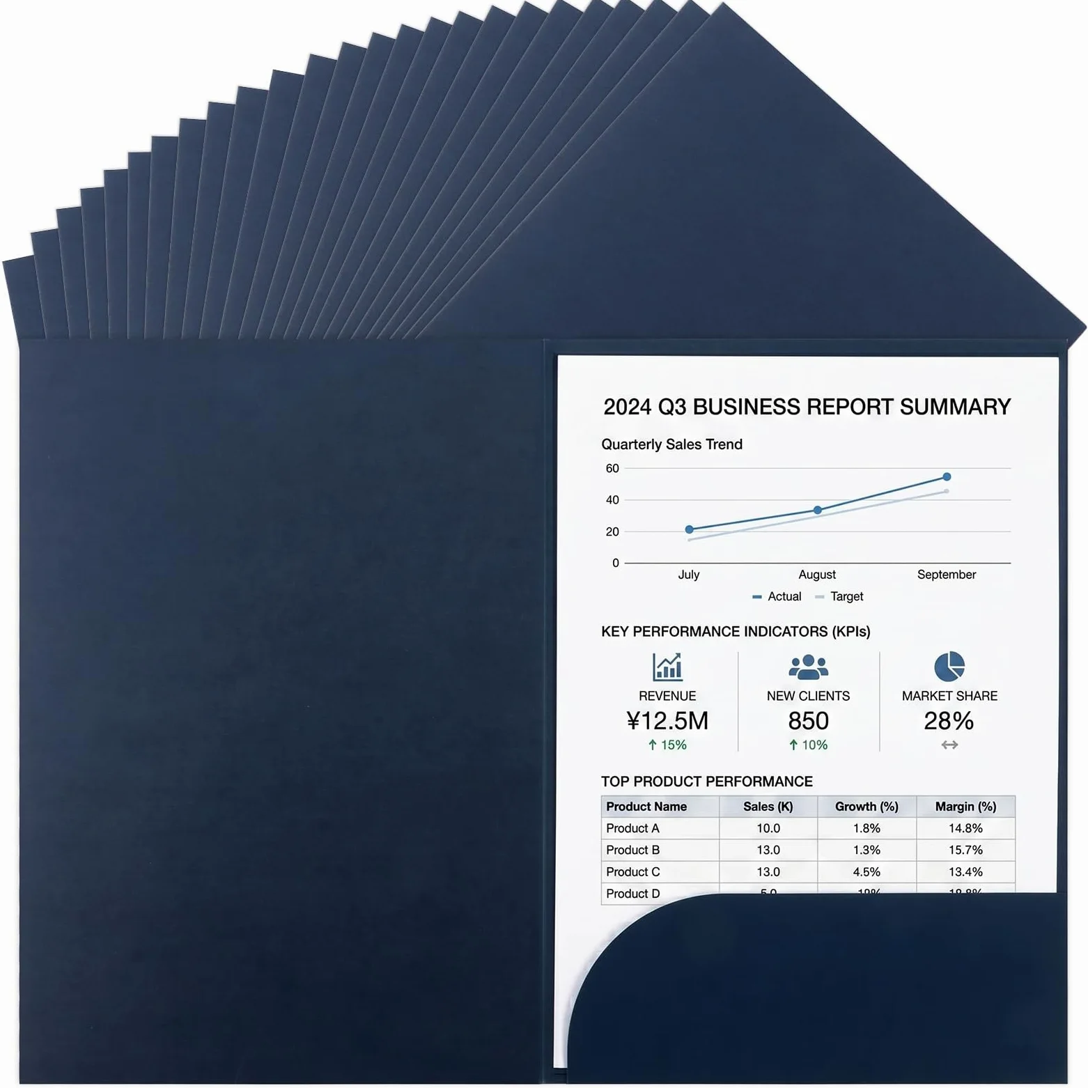 25 cartelline portadocumenti A4 in carta kraft da 350 g/m², blu, 31 x 22 cm, in cartone da 350 g, con fessura per carte di credito, per ufficio e scuola