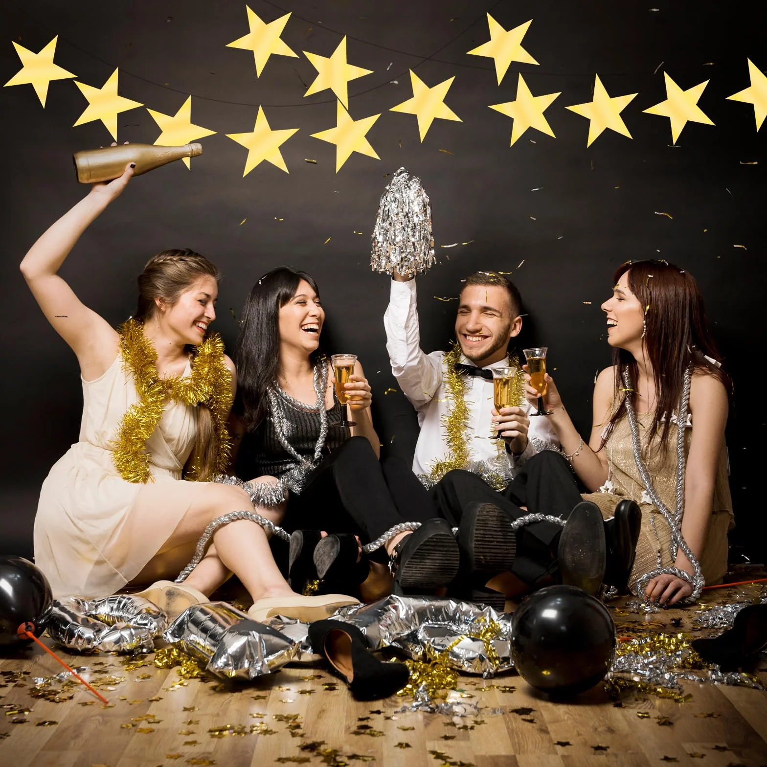 Coriandoli di carta a forma di stella glitterati 15,2 cm per feste
