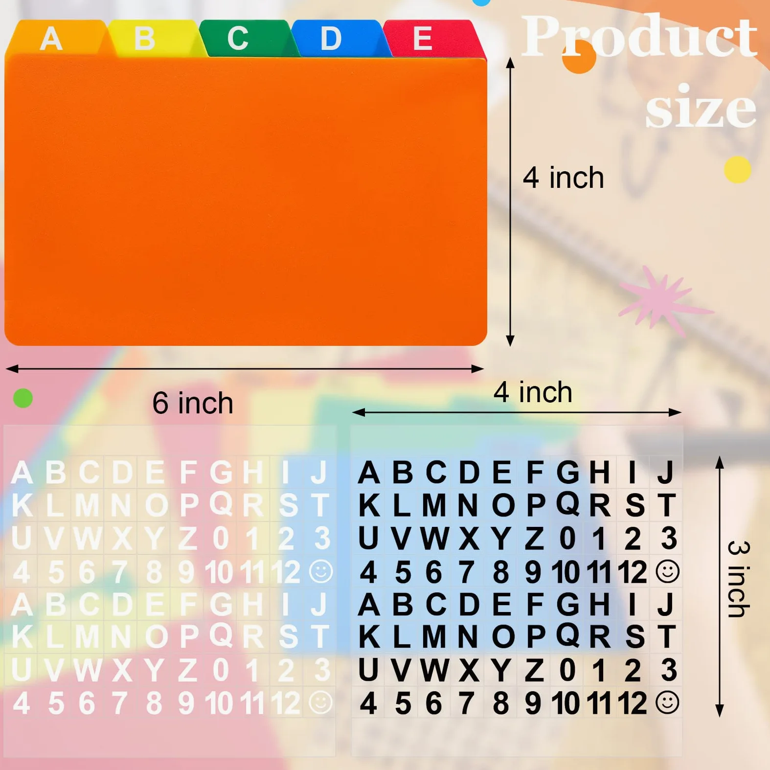 Set di 100 divisori per carte con alfabeto e divisori autoadesivi, con linguette per ufficio, affari, aula (10 x 15 cm)