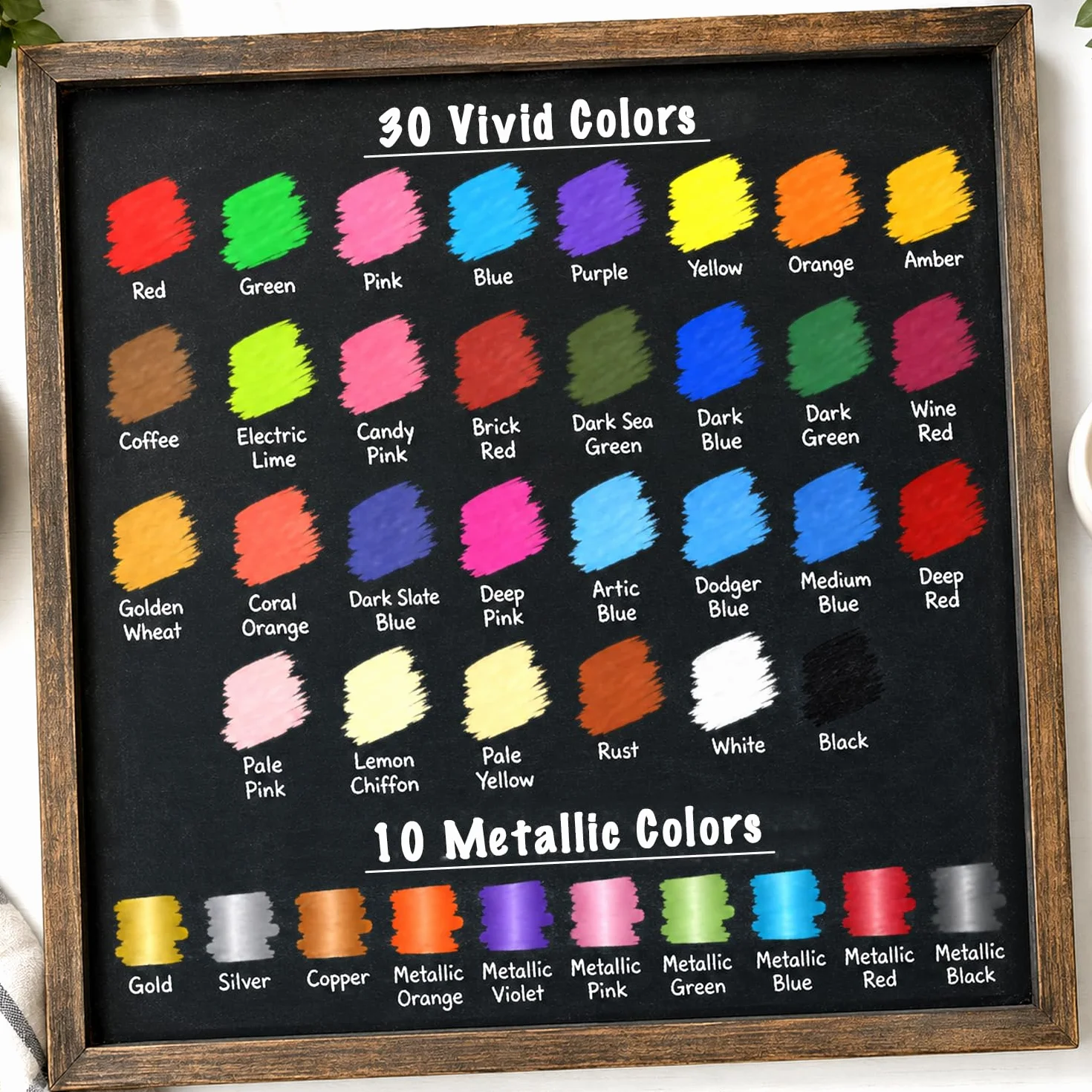 Chalkola Liquid Chalk Pens for Blackboard, Chalkboard, Whiteboard, Window, Labels, Glass, Board - Pack of 40 (Neon, Pastel & Metallic) Paint Colours - Wipeable Chalk Markers - 6mm Reversible Tip