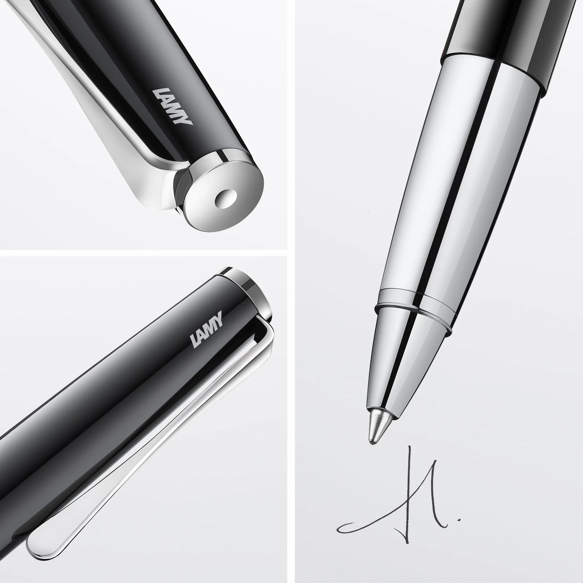 Lamy studio pianoblack roller - universale con involucro elegante in metallo - con clip a forma di elica e larghezza di tratto M - con refill roller M 63 nero