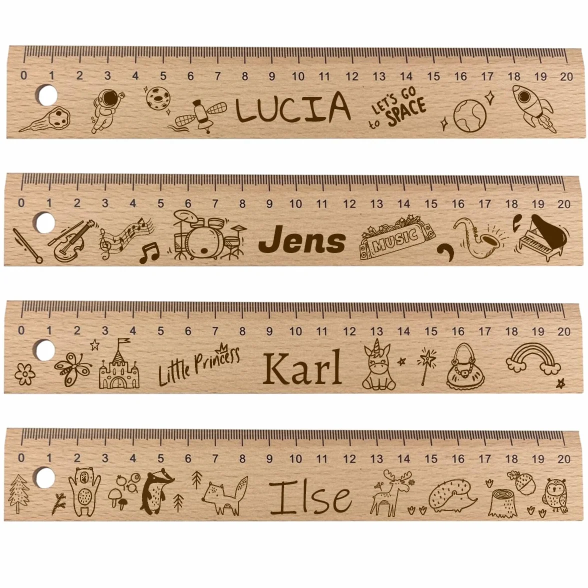 Personalizzato righello in legno 20 cm per bambini inizio scuola 2024