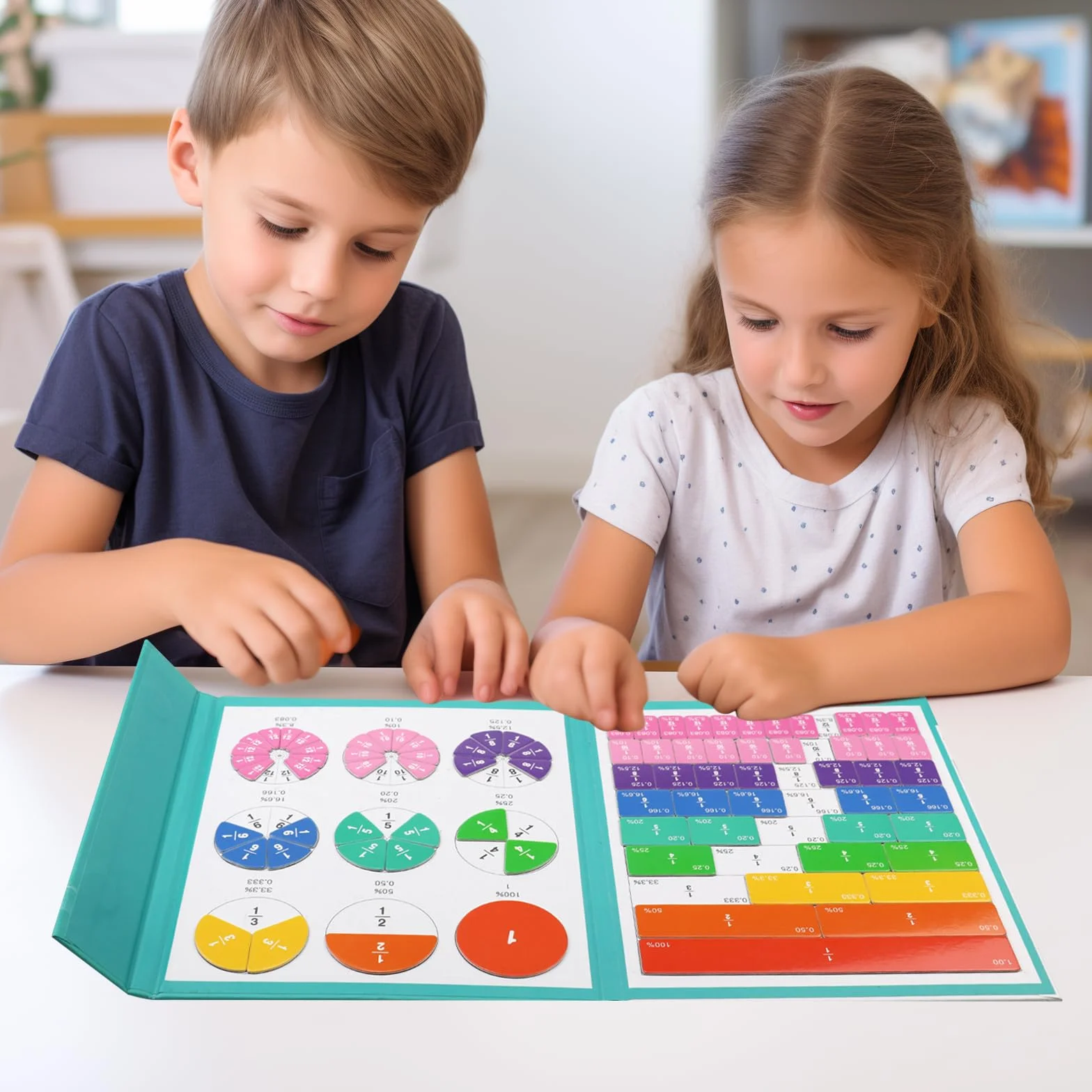 Libro delle Frazioni Magnetiche per Bambini - Gioco Educativo Magnetico per Scuola Primaria