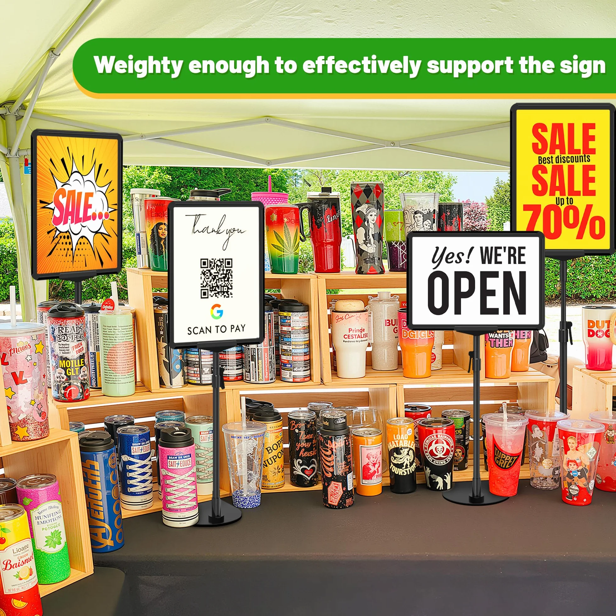 Confezione da 8 Supporti per Cartelli per Esposizione A4, Supporto Regolabile per Poster da Tavolo e Pavimento, Supporto per Cartelli da Pavimento, Supporti per Segnaletica in Metallo per