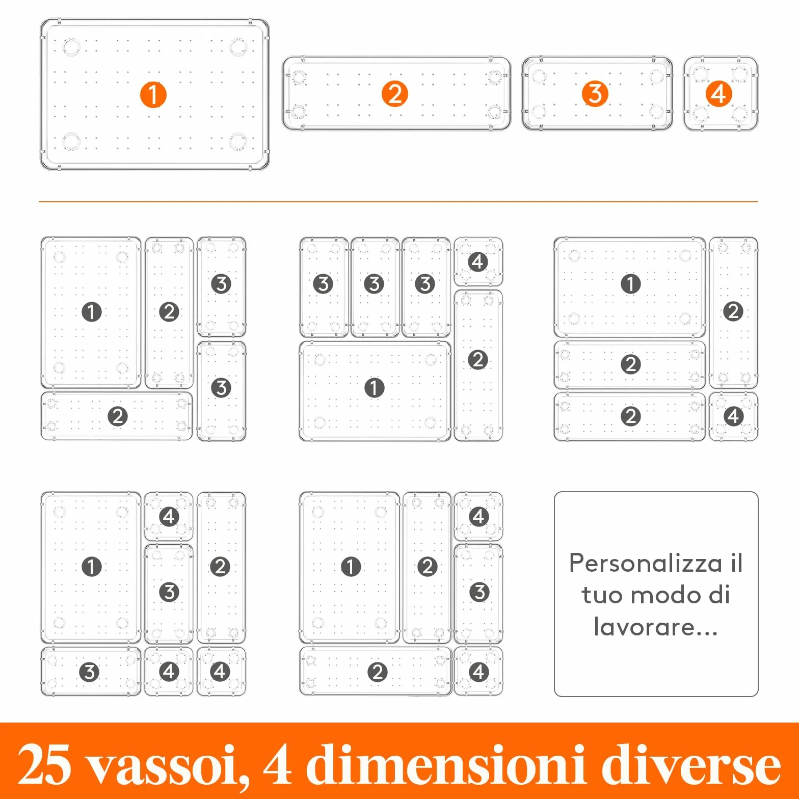 Lifewit Organizer Cassetti 25 Pezzi Divisori Contenitori Impilabili Stoccaggio Scatole Scrivania