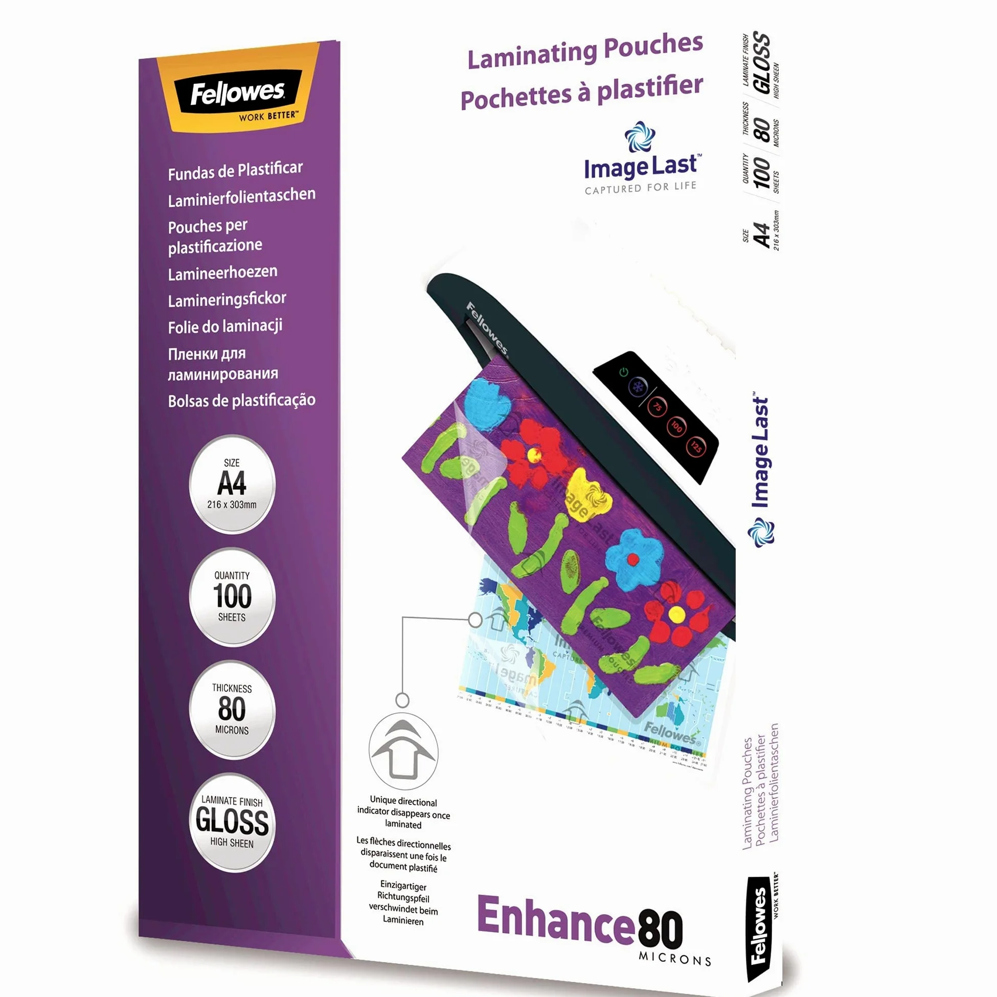 Fellowes Ion A4, plastificatrice fino a 125 micron + 100 Pouches di plastificazione A4