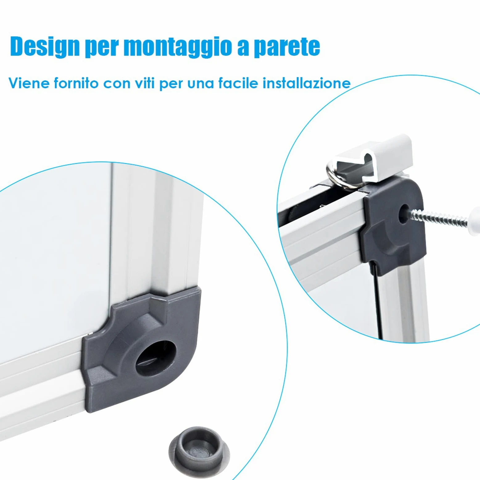 COSTWAY Lavagna Magnetica Bianca, Lavagna Cancellabile con Cornice in Alluminio per Scuola Casa Ufficio, Vari Dimensioni Disponibili (60 x 40 cm)