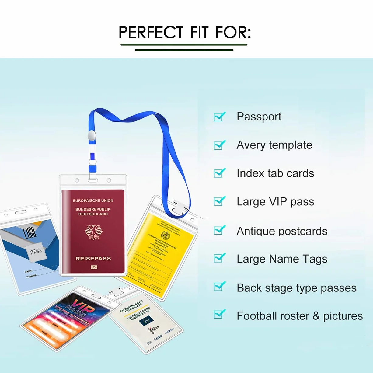 Porta Badges A6 Trasparente Plastica 11x16cm 10 pz Impermeabile PVC Grande Misura