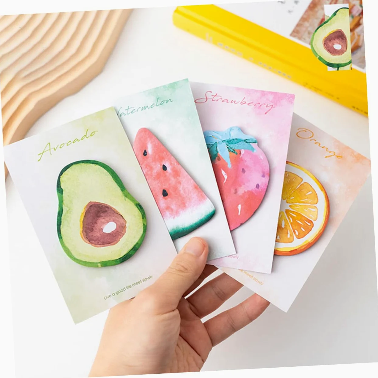 NUOBESTY 4pezzi Note Adesivi Note Pads Per Include Angurie e Avocado Per Pratici e Riposizionabili