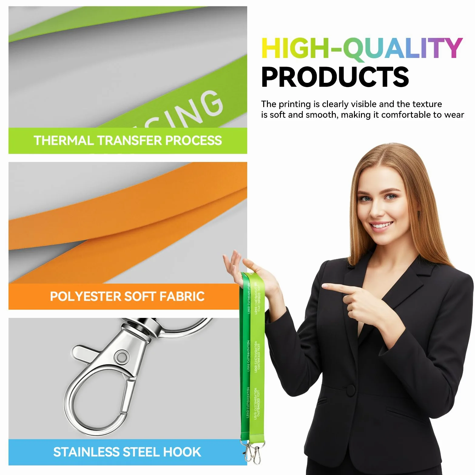 Lanyard Personalizzati - 30 Pcs Cordino Porta Badge da Collo, Portabadge Con Logo Testo, Progetta Il Tuo Porta Badge per Eventi, Portachiavi, Ufficio, Scuola