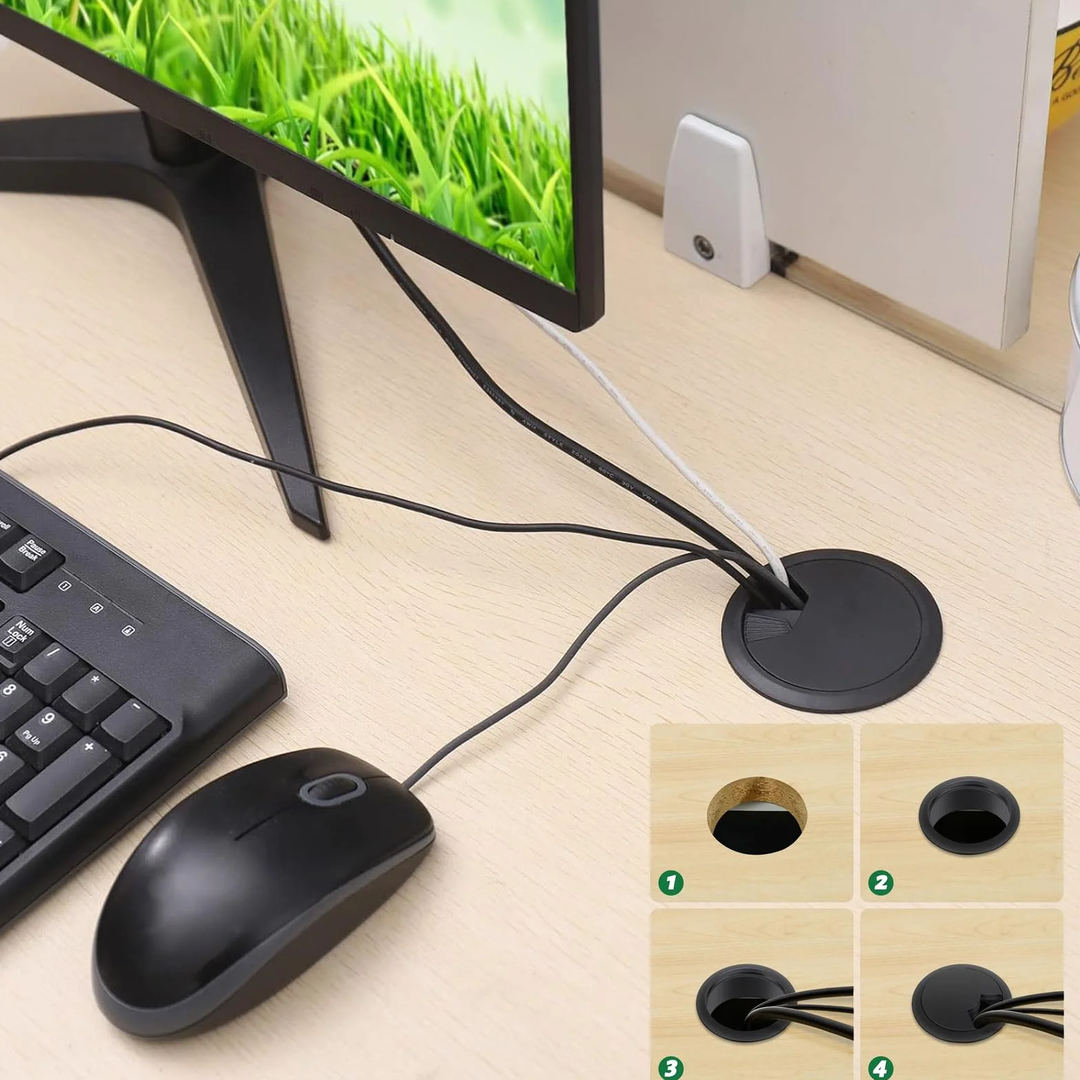 Copri Foro Passacavo per Scrivania 60 mm Diametro 12pcs