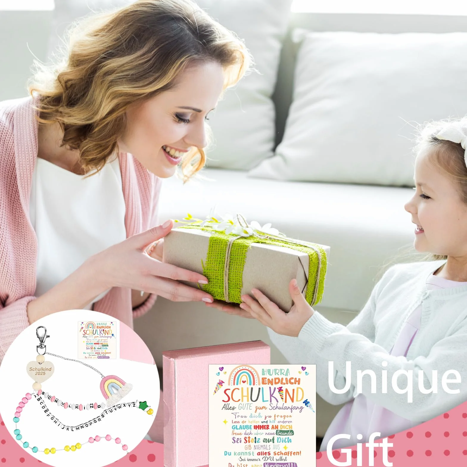 Collana per bambini di scuola 1° classe con confezione regalo, 2025