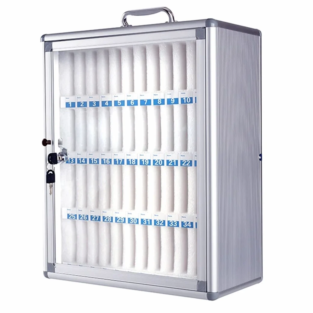 Supporto da parete per telefono con 48 slot bloccabili, versatile scaffale per dispositivi mobili per casa, ufficio e aula - e soluzione salvaspazio