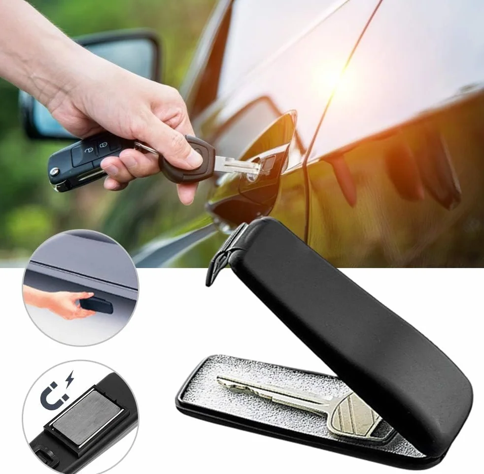Nascondiglio per chiavi per esterni, scatola magnetica di emergenza, antiruggine, durevole, cassaforte, scatola per monete per auto creativa