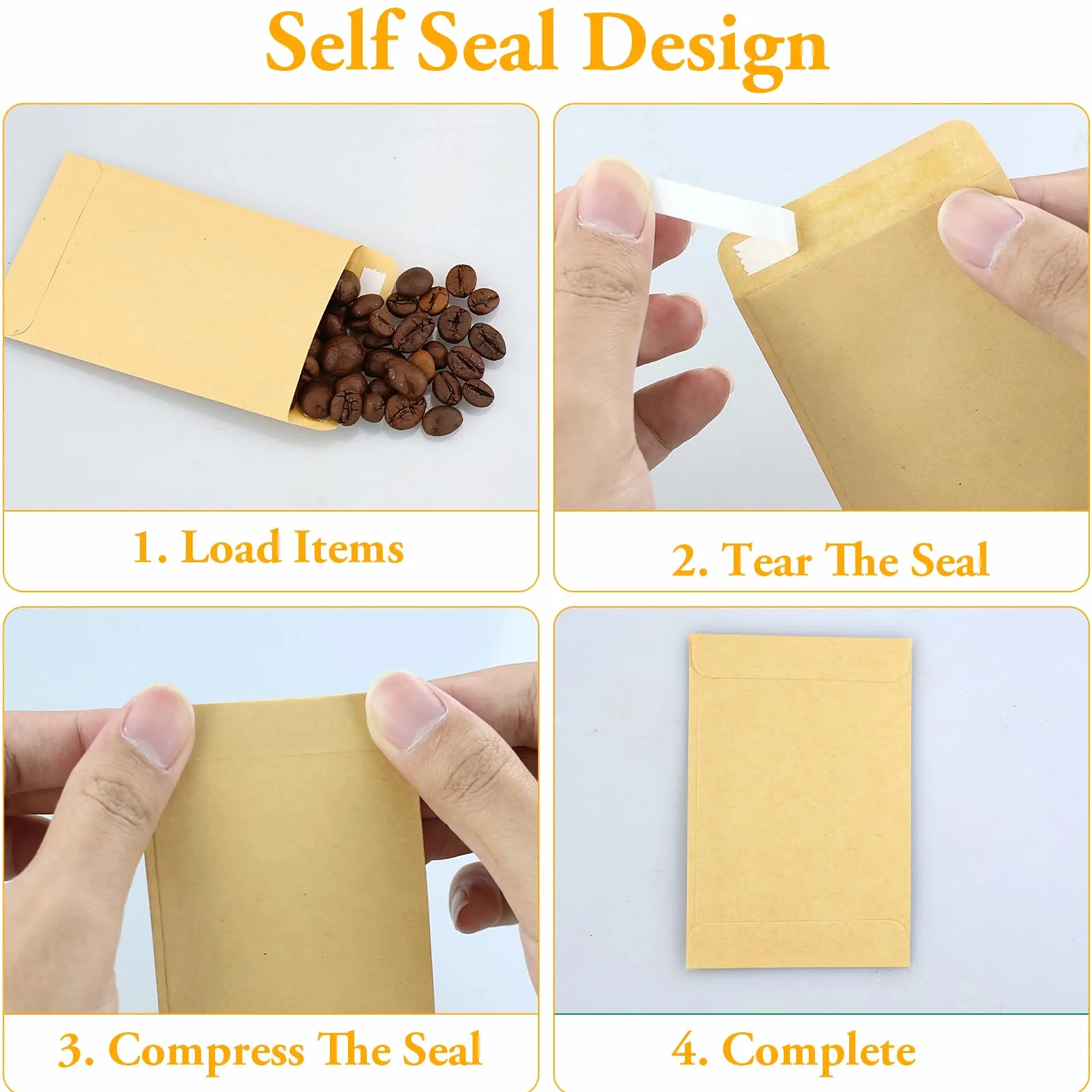 150 Pezzi Mini Sacchetto di Carta Kraft Busta Pacchetti per Semi (6x9) con Nastro Biadesivo