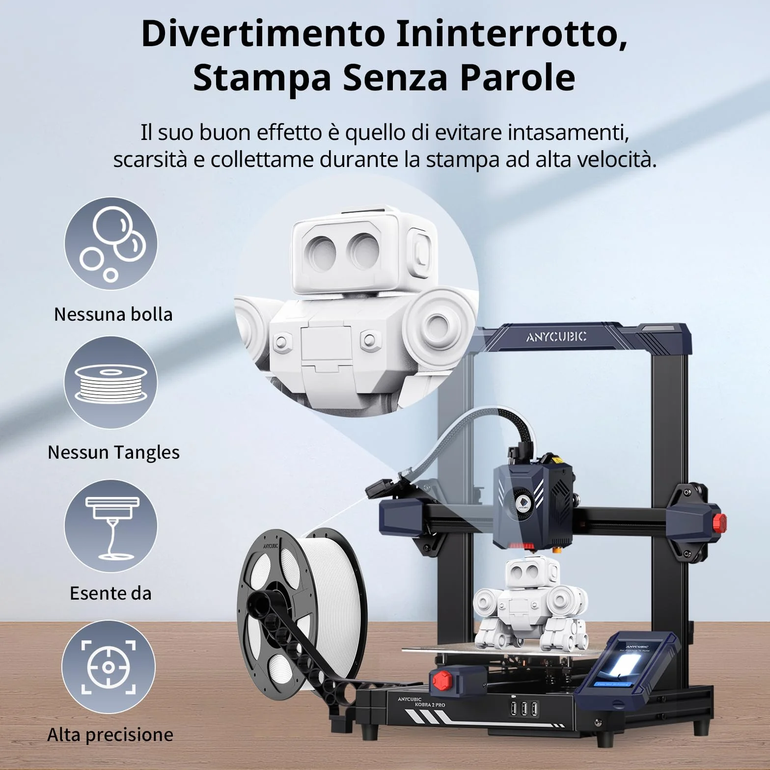 ANYCUBIC Filamento PLA 1,75 mm per Stampante 3D, Alta Velocità, Alta Resistenza, Resistenza Alte Temperature, Nero 1KG