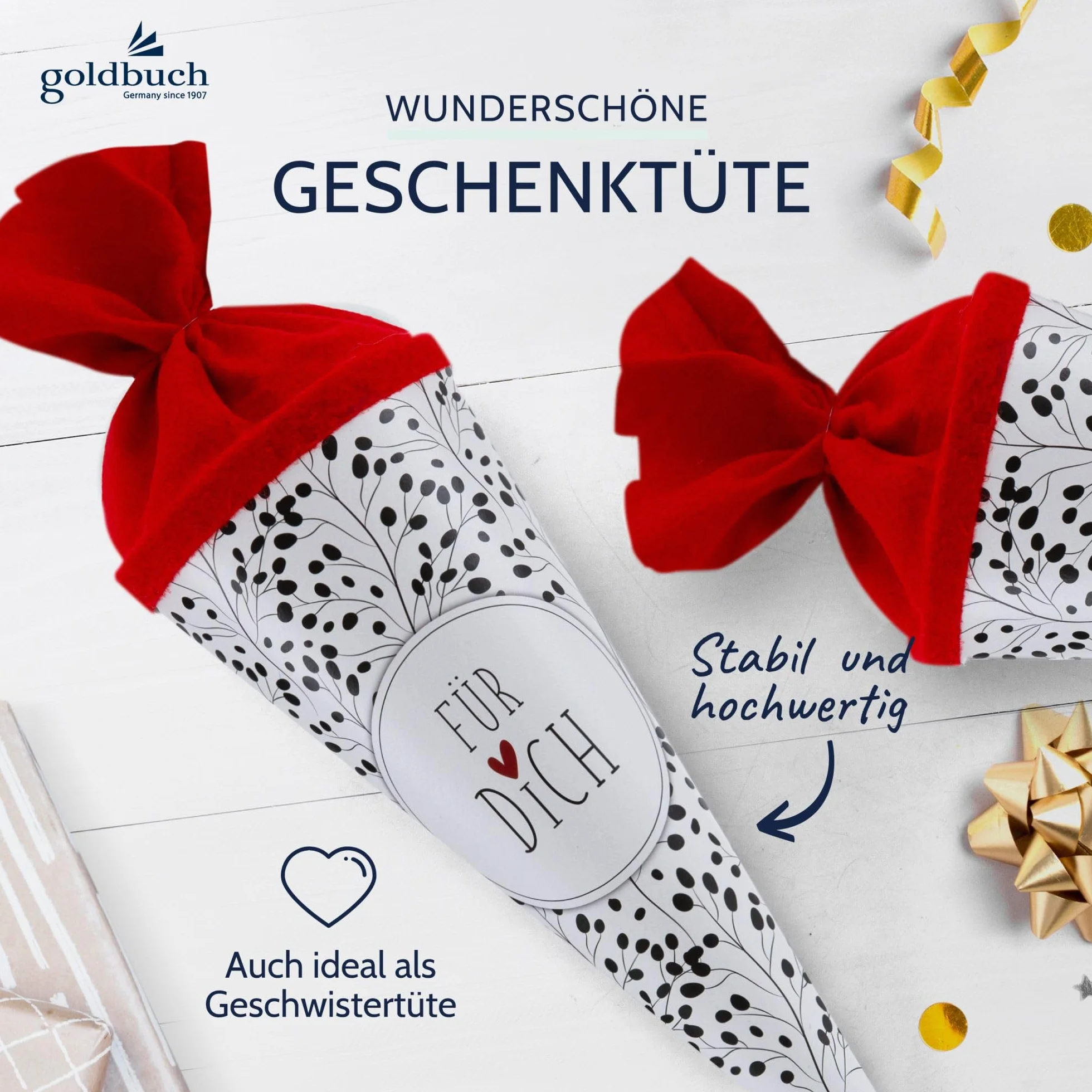 Goldbuch Sacchetto da Scuola 93 213 con Fiori Selvatici Bianco Zucchero 35 cm Diametro 11,5