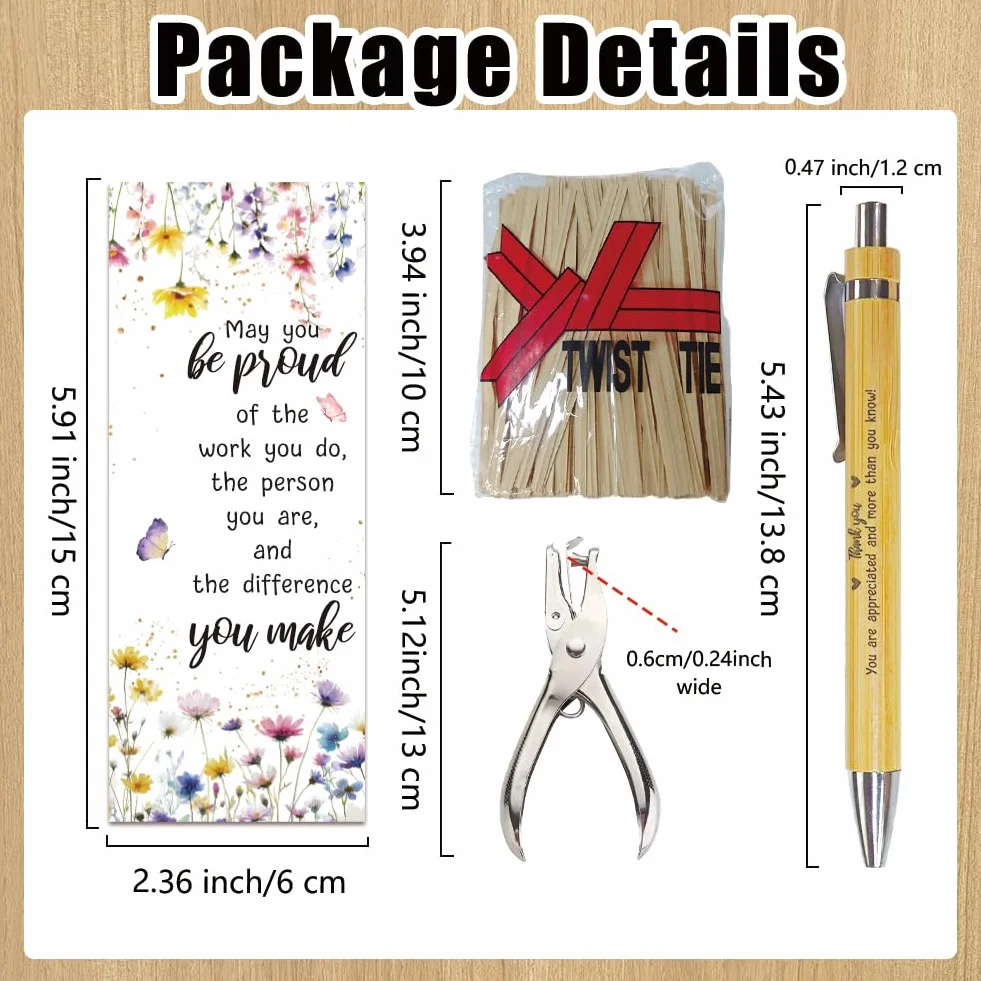 WEBEEDY Set di 36 penne in bambù con note ispiratrici e segnalibro a forma di fiore