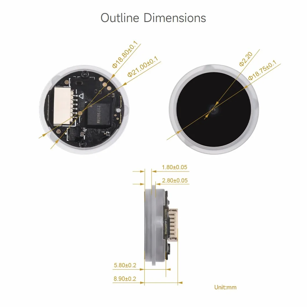 Waveshare Circular 2D Codes Scanner Module, Barcode/QR code Reader, with LED Indicator, Small Size, Easy to Integrate, Suitable for Elevator & Other Code Scanning Applications