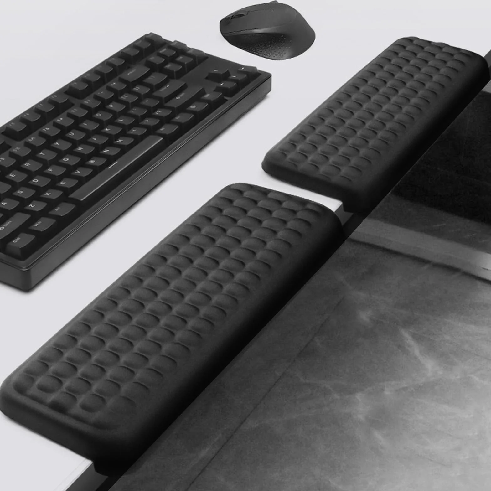 Set di 2 poggiapolsi ergonomici a forma di L, memory foam, antiscivolo, 30 x 10 cm
