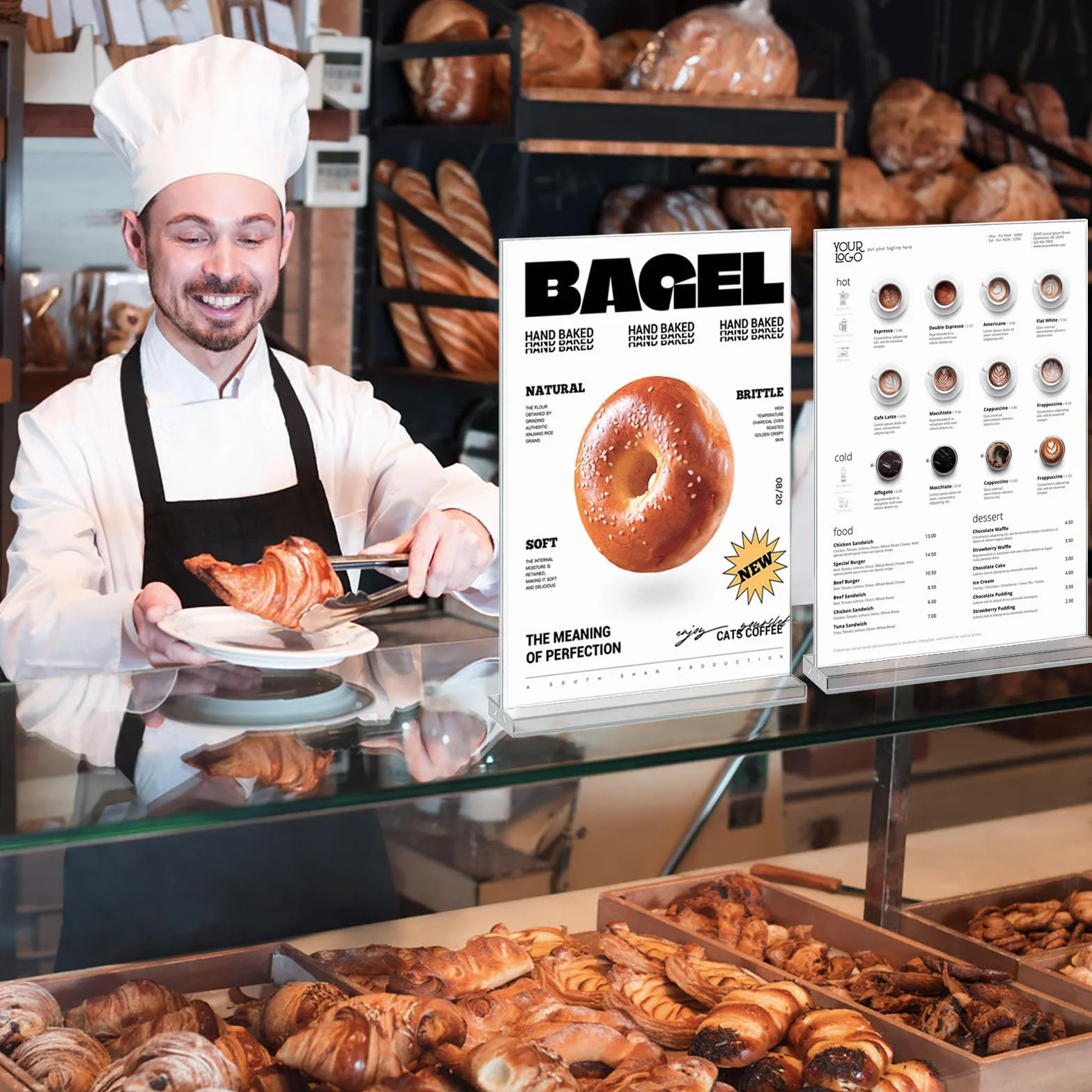Espositore da Tavolo in Acrilico A6, Porta Menu Trasparente per Ristoranti Ufficio Menu Foto