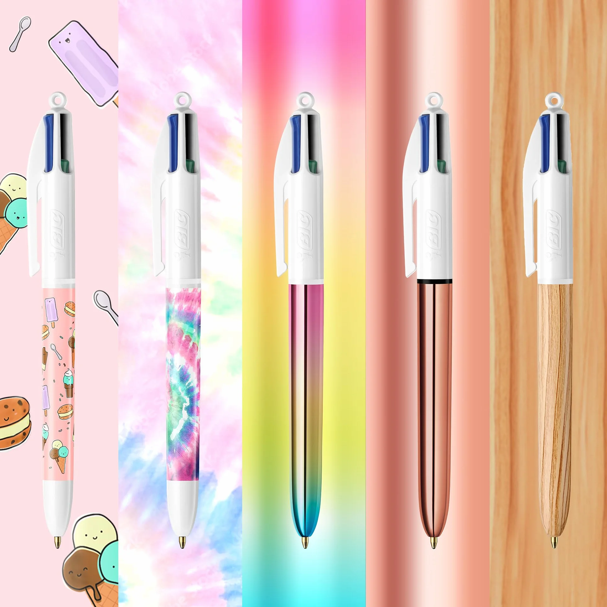 Collezione Speciale BIC 4 Colours di 15 Penne a Sfera Punta Media (1,00 mm) e Punta Larga (1,6 mm) - Inchiostro di Colori Assortiti, Confezione da 15