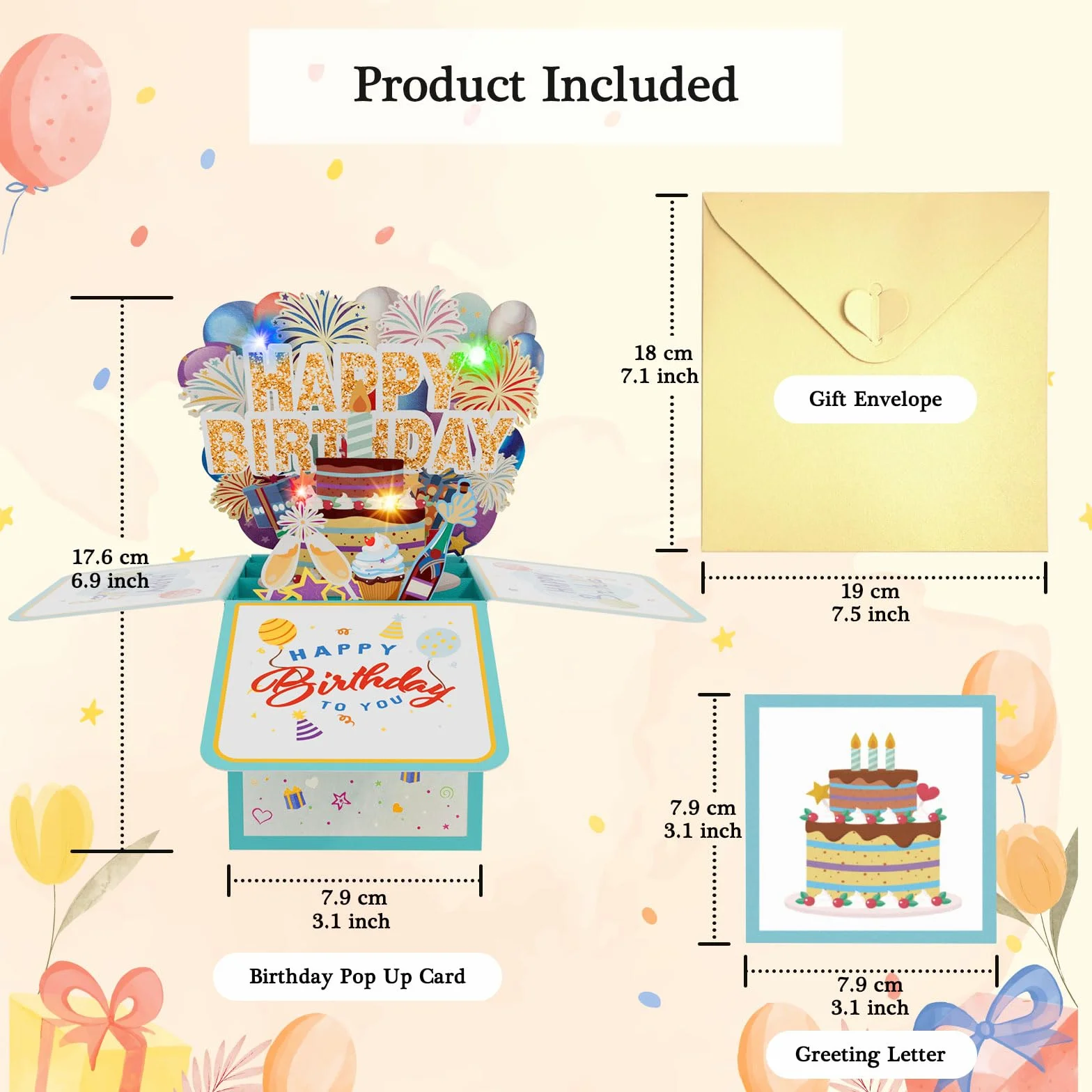 Biglietto di auguri pop-up per il 26° compleanno, con luci soffiabili e musica, divertente biglietto di auguri pieghevole 3D, regalo per 26 anni ragazzo ragazza amici