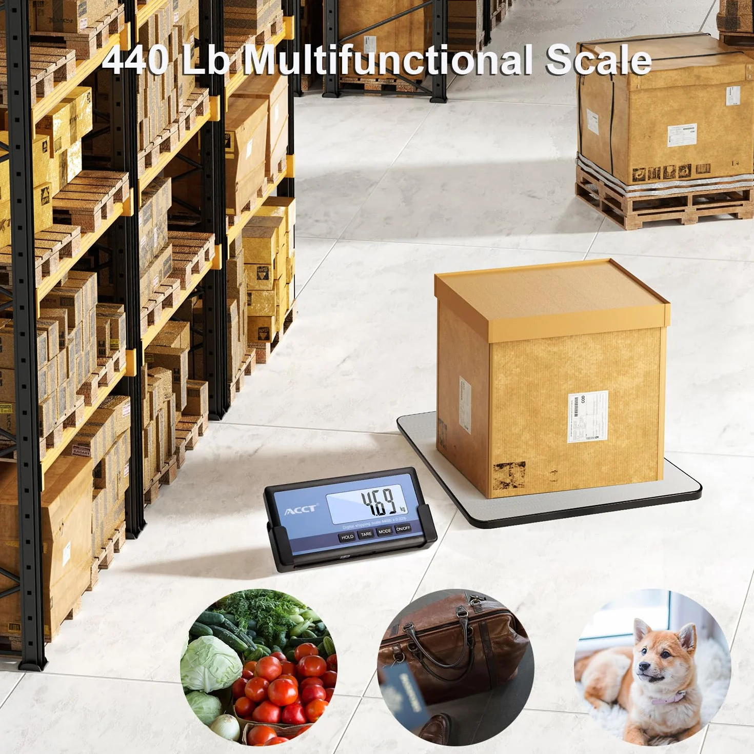 Bilancia da lettera, 440 lb/0,35 oz ad alta precisione, bilancia postale, display LCD senza fili, funzione Hold/Tara, bilancia leggera per pacchetti/bagagli/animali, batteria inclusa