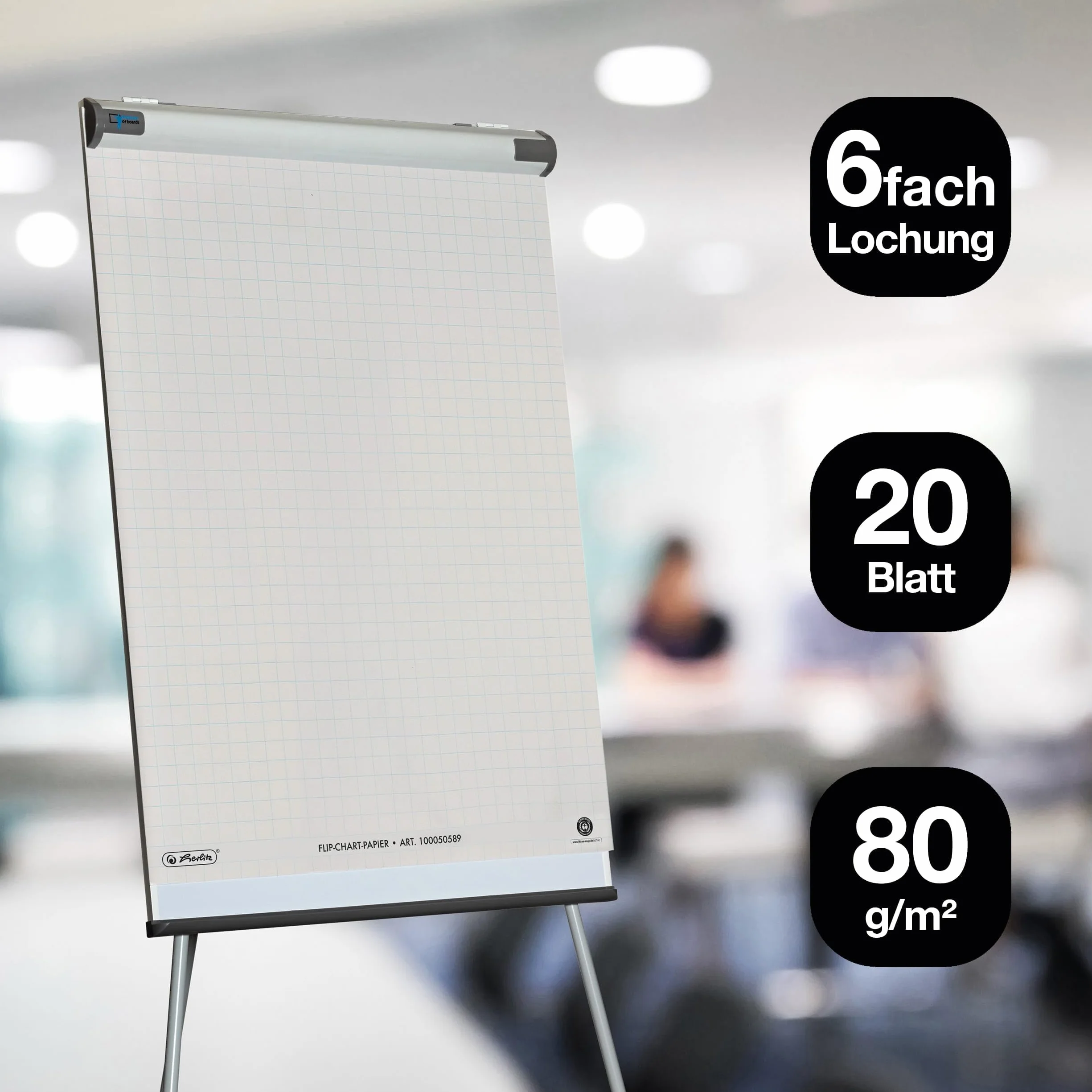 Landre 100050591 - Confezione da 10 blocchi di fogli per lavagna, 68 x 99 cm, 20 fogli per blocco, 80 g/m², colore: Bianco