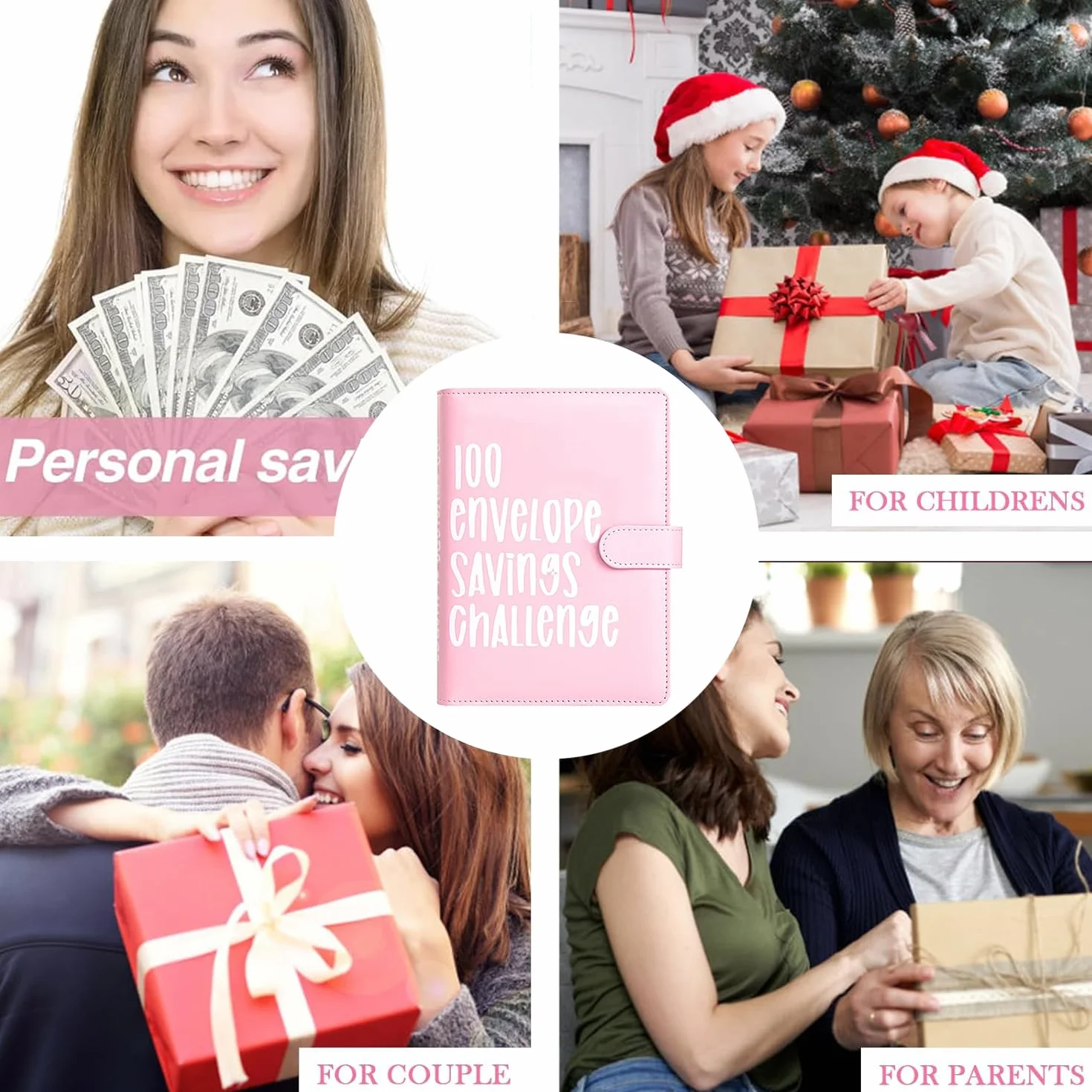 Bilancio Planner Libro del Risparmio Sfida 5050 € Rilegatura a Budget Rosa