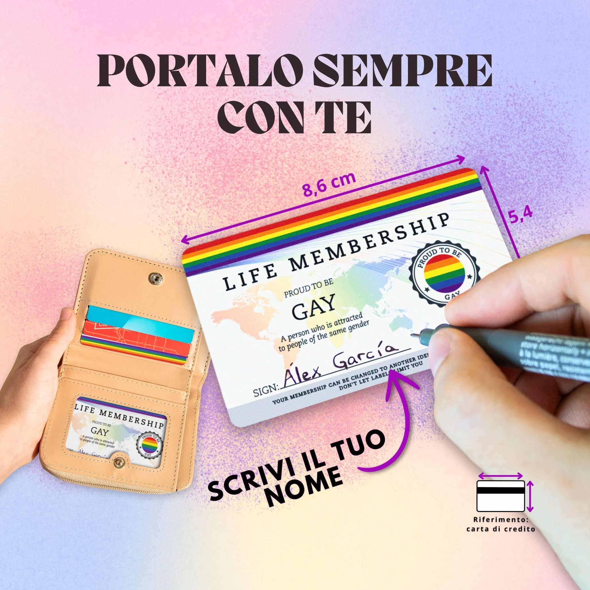 Tessera Orgoglio Gay, Accessori LGBTI, PVC, Regalo Inclusivo