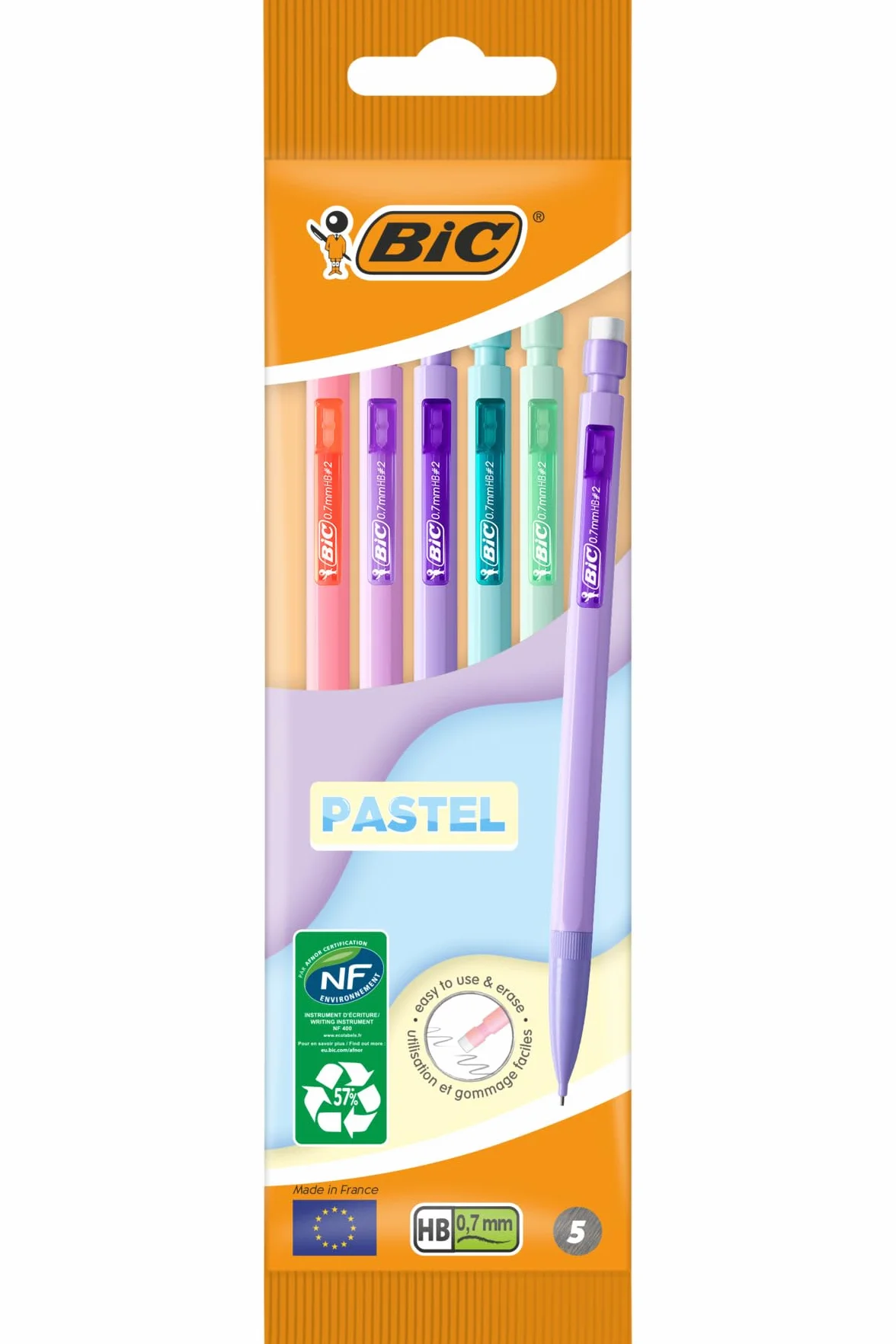 BIC MATIC® Bustina 5 portamine corpo pastello 0,7 HB