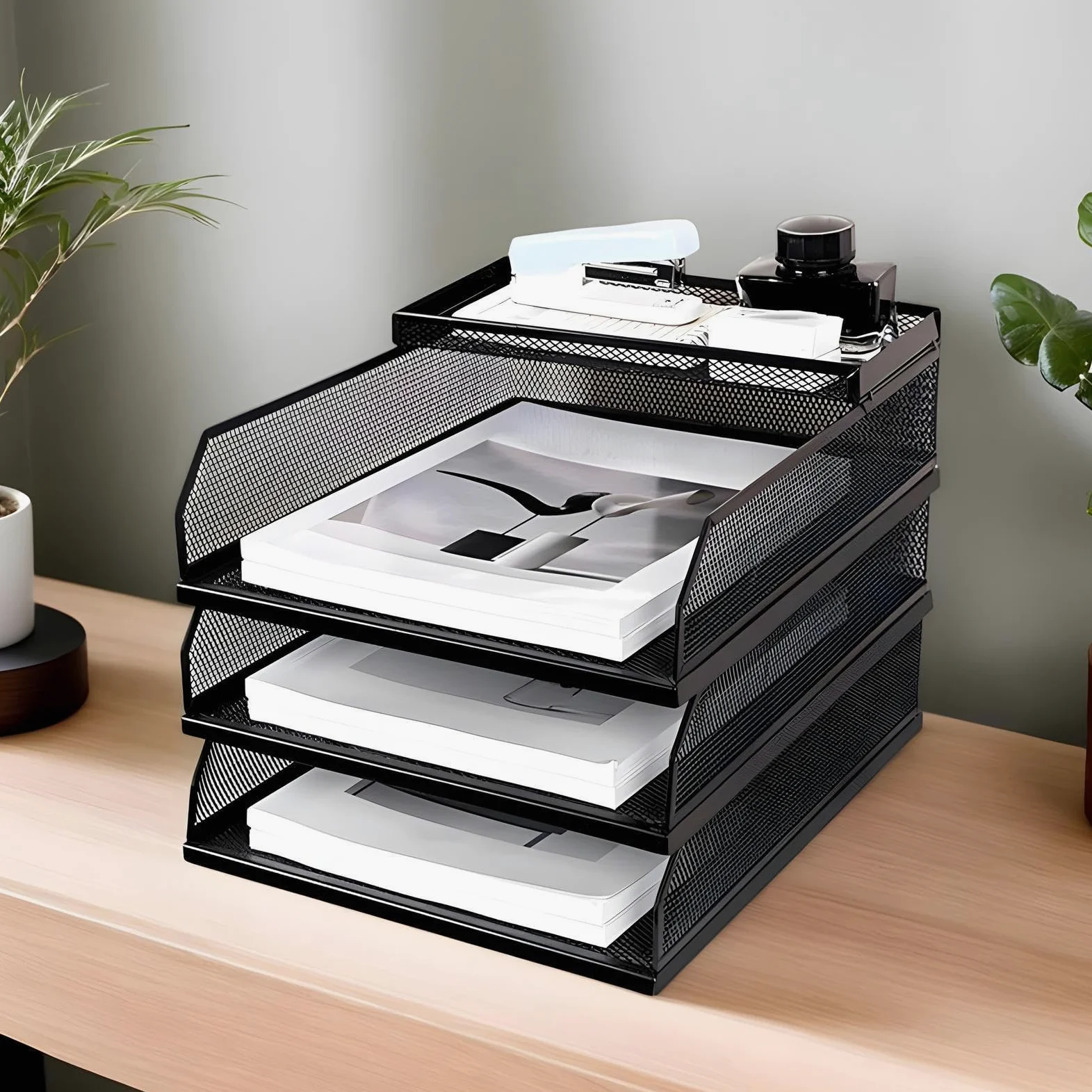 Organizer portacarta da scrivania Cartelle Scorrevoli Verticali | Classificatore A4 a Più Ripiani per Fogli e Cartelle Per casa, ufficio, scuola, studio, scrivania, cassetti, mensole, libri