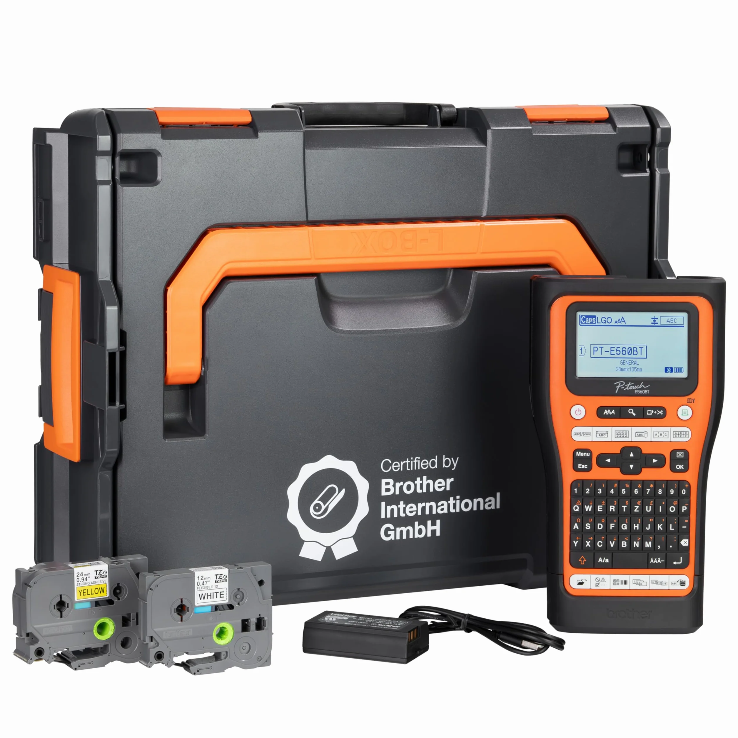 PT-E560BT e Brother L-BOXX 136 con inserto in gommapiuma, certificato da Brother International GmbH