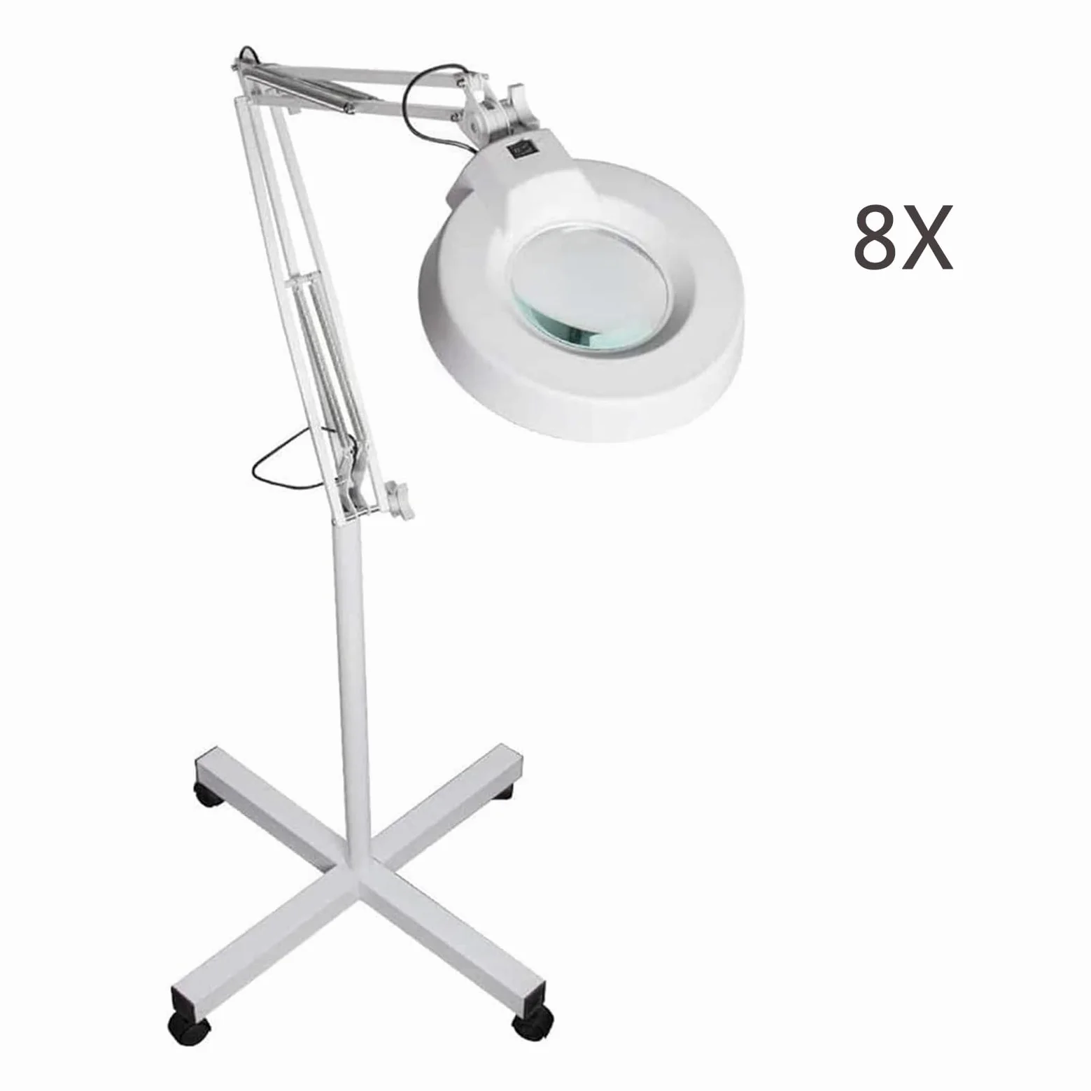 Lampada da Terra con Lente d;ingrandimento, Luce LED, Design Pieghevole e Ruote girevoli per lavori di Bellezza e Dettagli Professionali