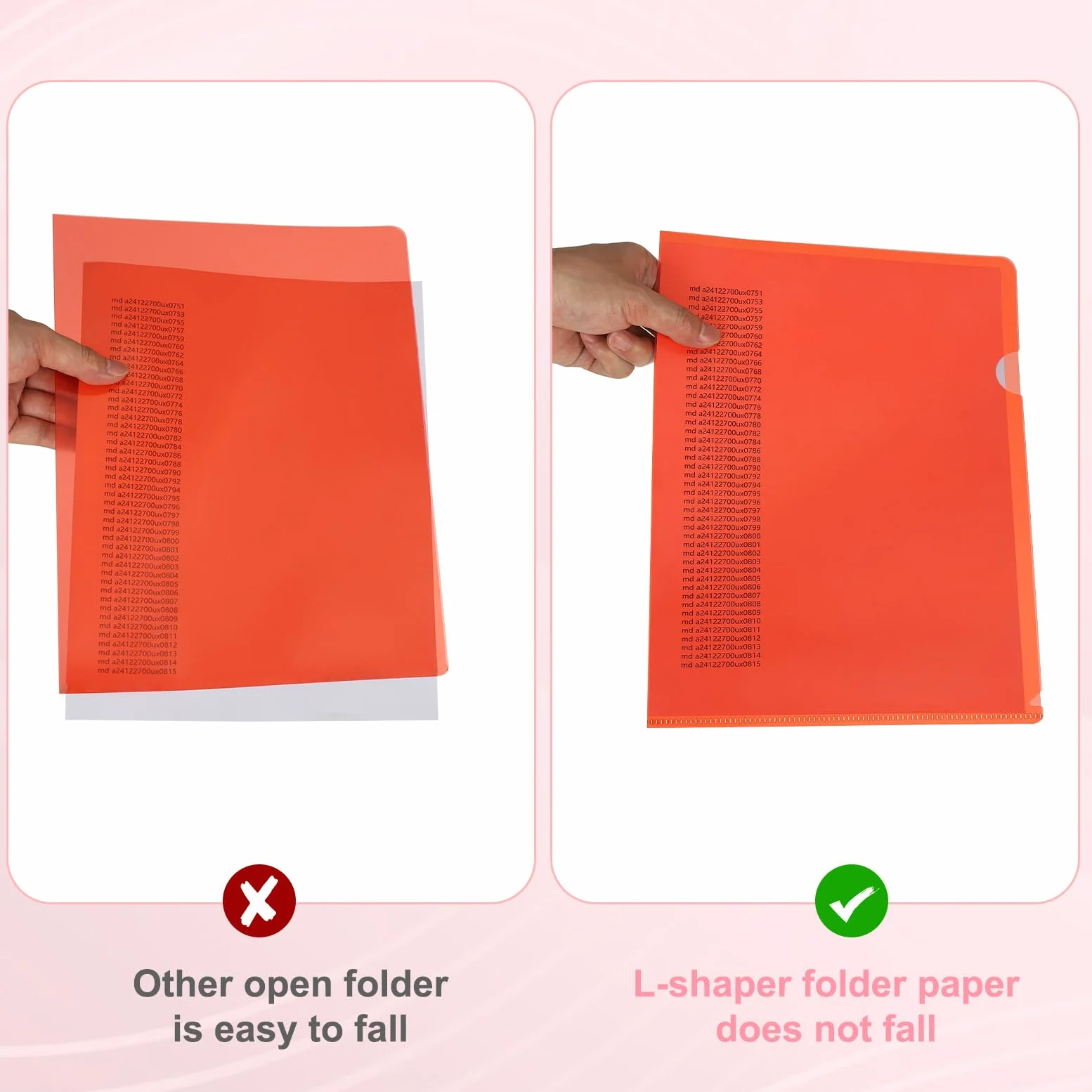 PATIKIL Cartellina a L Formato A4, 40Pz Buste Porta Documenti Trasparenti Cartella Portadocument Copertine Custodie Per Documenti Cartelle Ufficio, 8.7"x12.2", Arancione