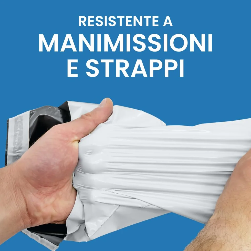 IMBALLAGGI 2000-100 Buste per Spedizioni 350x450+50mm COEX Impermeabile Antistrappo Anti Umidità Bianco Opaco