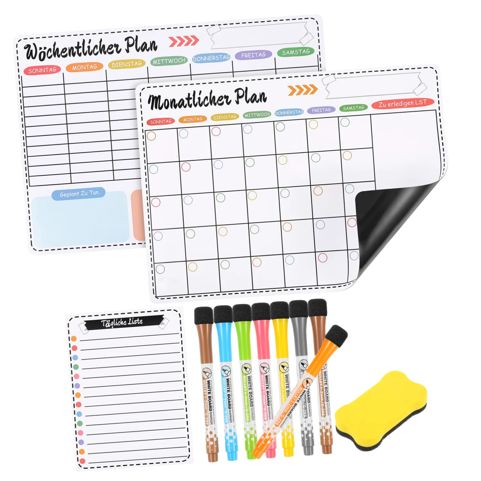 Homoyoyo Lavagna Magnetica per Frigorifero, Calendario Settimanale e Mensile Cancellabile, Bianca, Facile da Pulire, per Casa e Cucina | Resina Sintetica, Si Applica Facilmente al Refrigeratore, Uso Casa e Ufficio